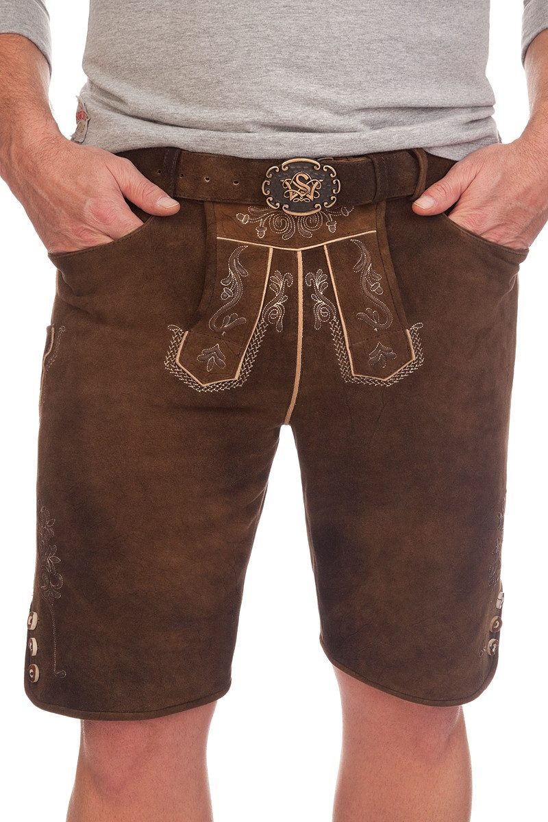 Trachtenlederhose Lederhose Herren kurz - ERTUS - kastanie