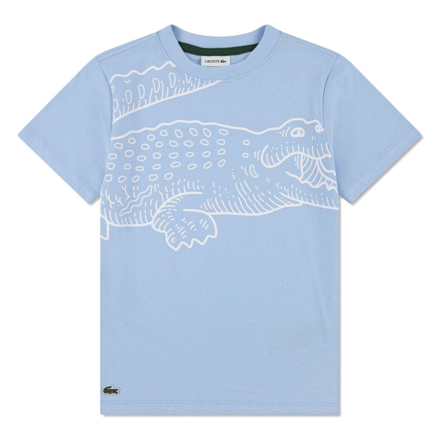 Lacoste T-Shirt Lacoste Kids T-Shirt mit Krokodilprint – Hellblau – Teen Boys