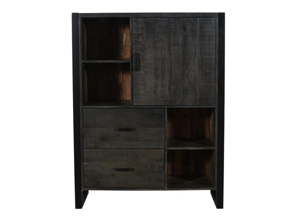 WOLF MÖBEL Sideboard (110x40x145), SLEEPER Highboard 1 Tür / 2 Schubladen / 4 Ablagen / Licht