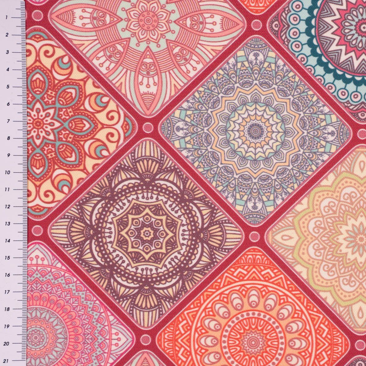 SCHÖNER LEBEN. Stoff Outdoorstoff polsterfähig Multiles Ornamente pink bunt 1,60m Breite, abwaschbar