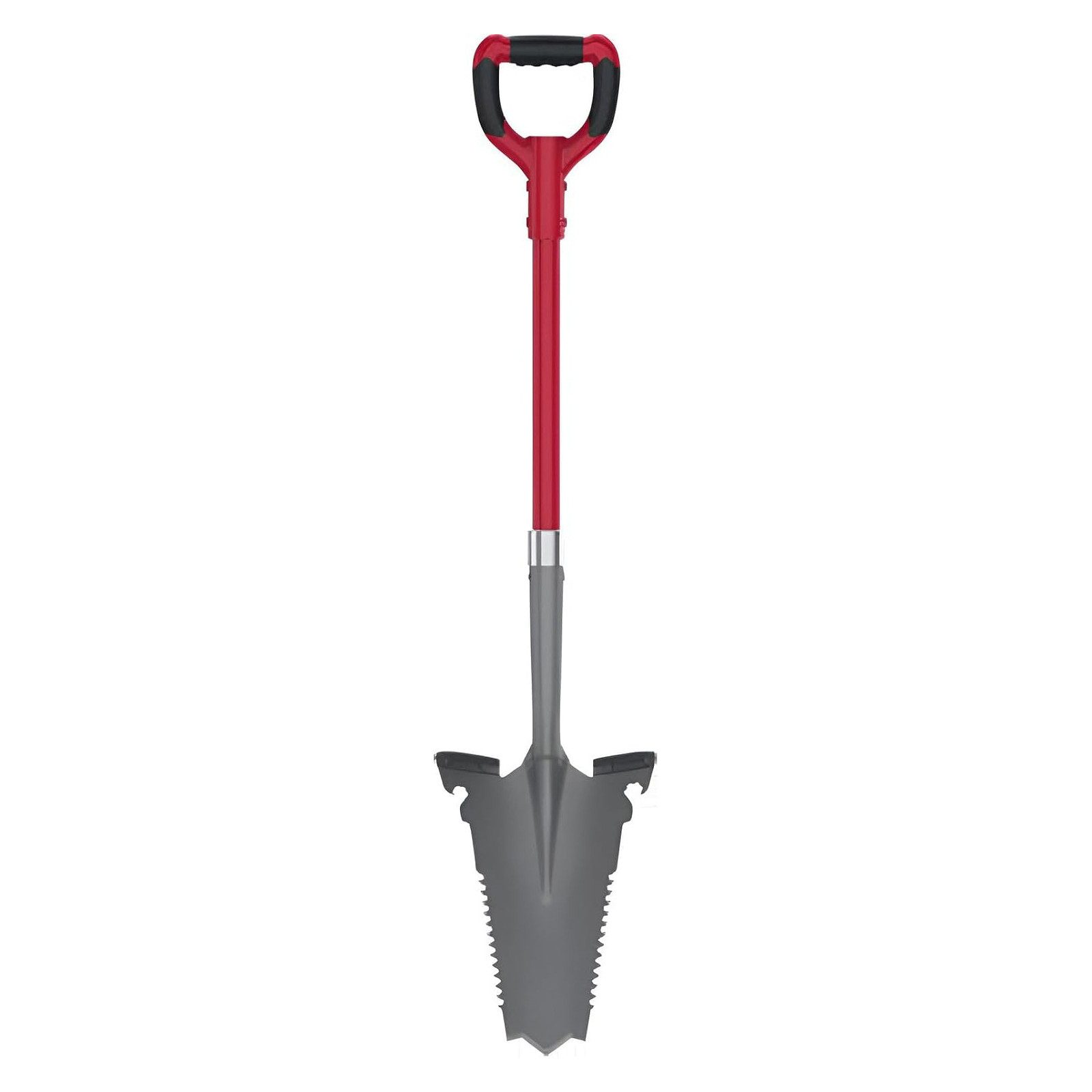 EASYmaxx Spaten Spatensäge mit Wurzelsäge Gärtner Spaten mit V-förmiger Klinge 114cm, (1-St), Kraftsparend und ergonomisch geformt, Inkl. Trittkante für die Füße