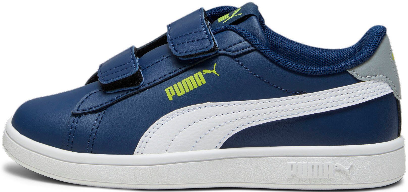 PUMA SMASH 3.0 L V Gray White-Lime Klettverschluss Mid Sneaker mit Persian Smash-Cool Blue-PUMA PS