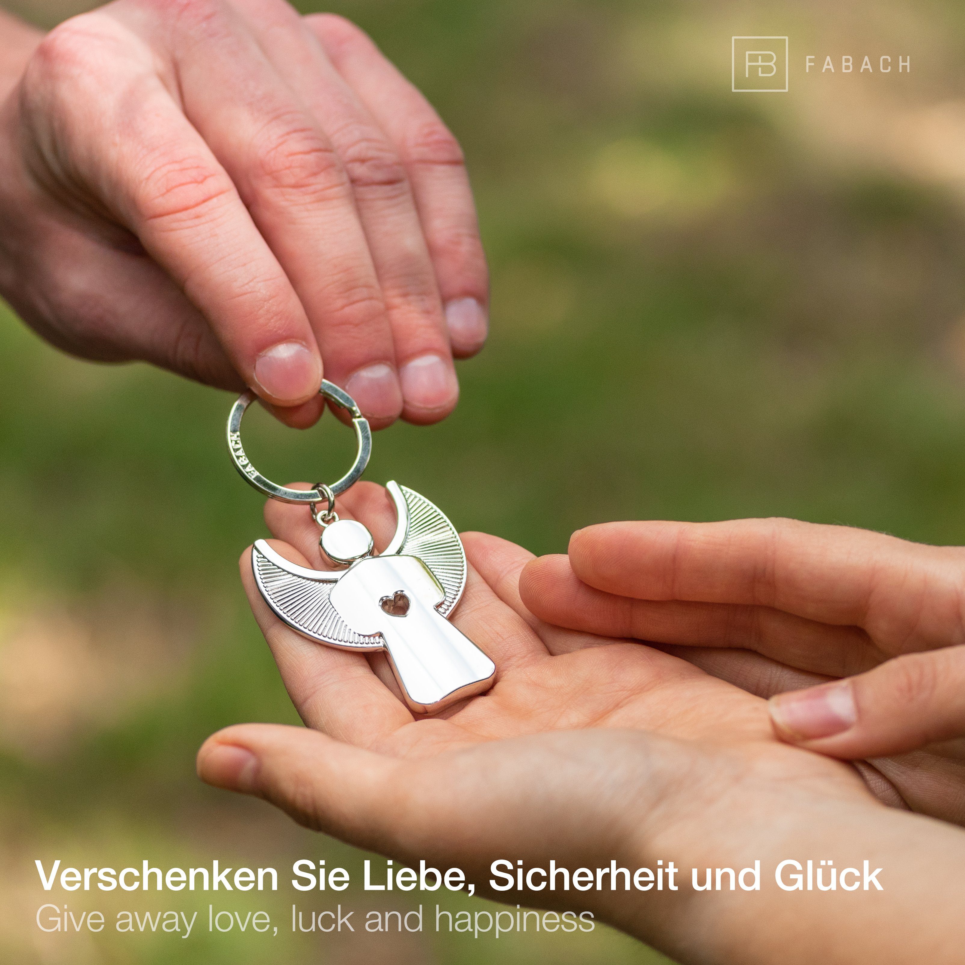 Schlüsselanhänger Führerschein Schutzengel Pikto mit Geschenk Schwarz Glücksbringer Herz FABACH -