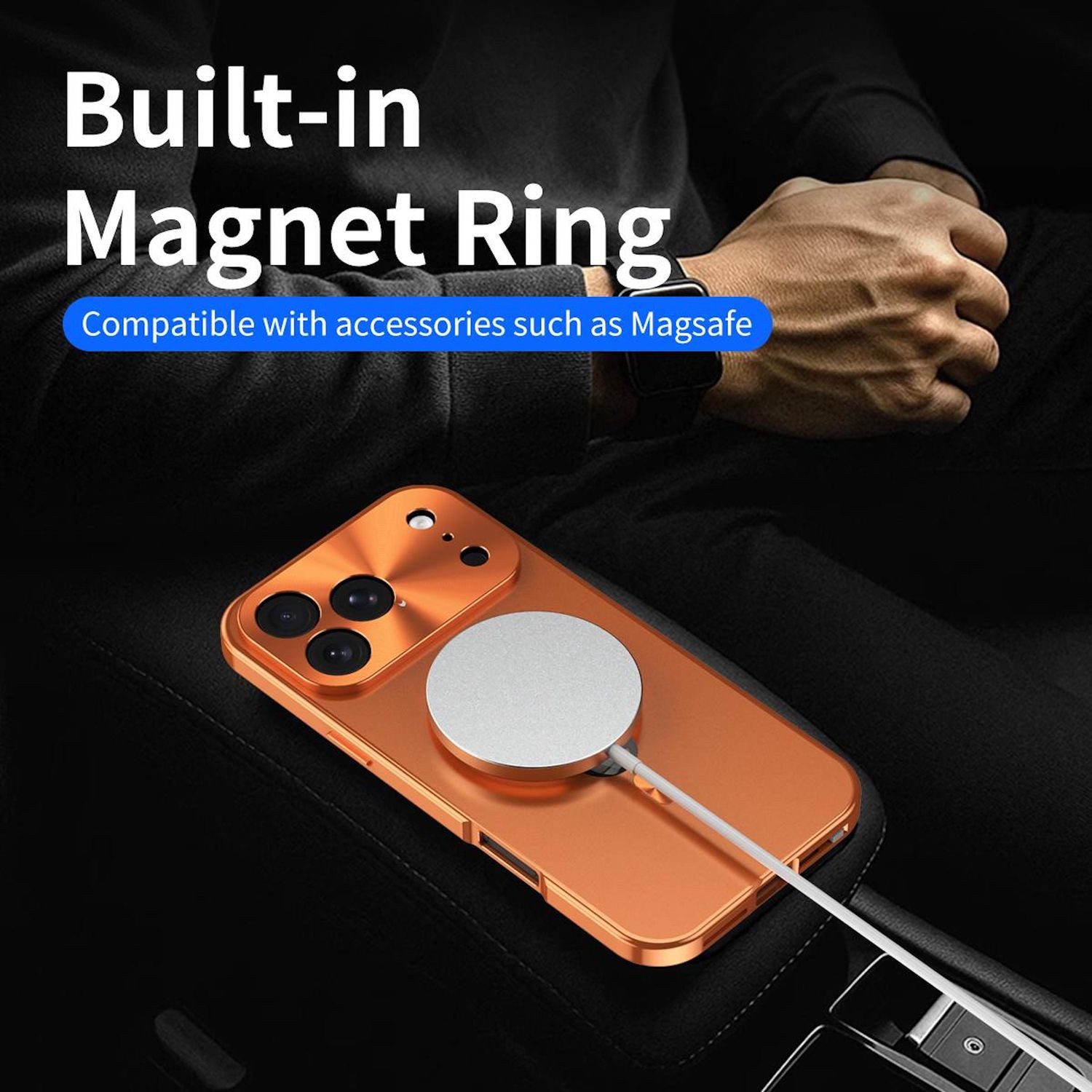 Wigento Handyhülle Für Apple iPhone 17 Air Full Cover MagSafe Hülle Metallrahmen Silber, Magnetverschluss, MagSafe-kompatibel, stoßfest, präzise Aussparungen