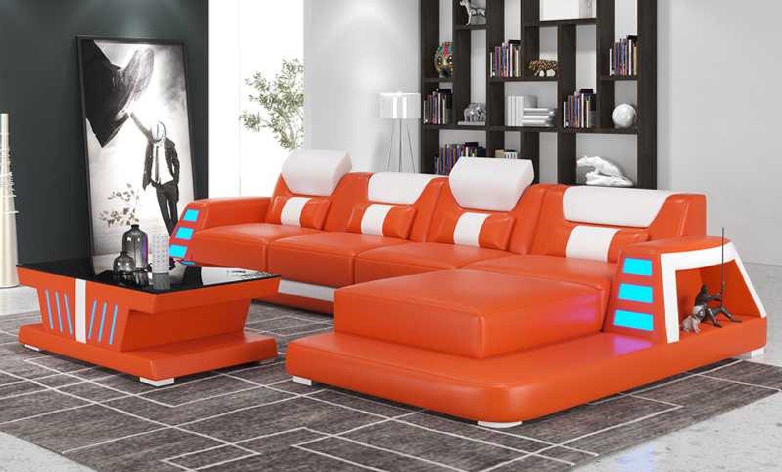 JVmoebel Ecksofa in Form Orange Ecksofa Moderne Europe Teile, L Eckgarnitur, Made Luxus Sofa 3 Couch