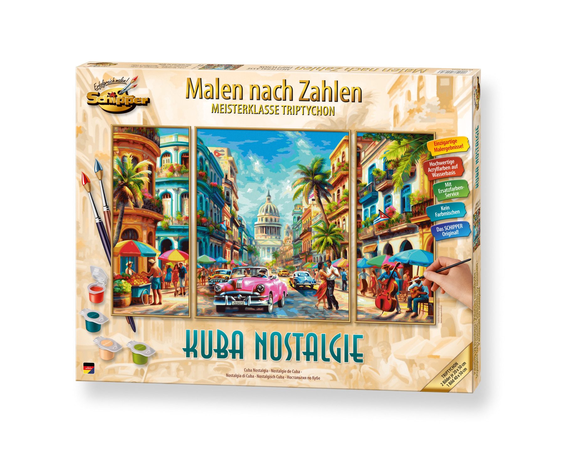 Schipper Malen nach Zahlen Meisterklasse Triptychon - Kuba Nostalgie, Made in Germany