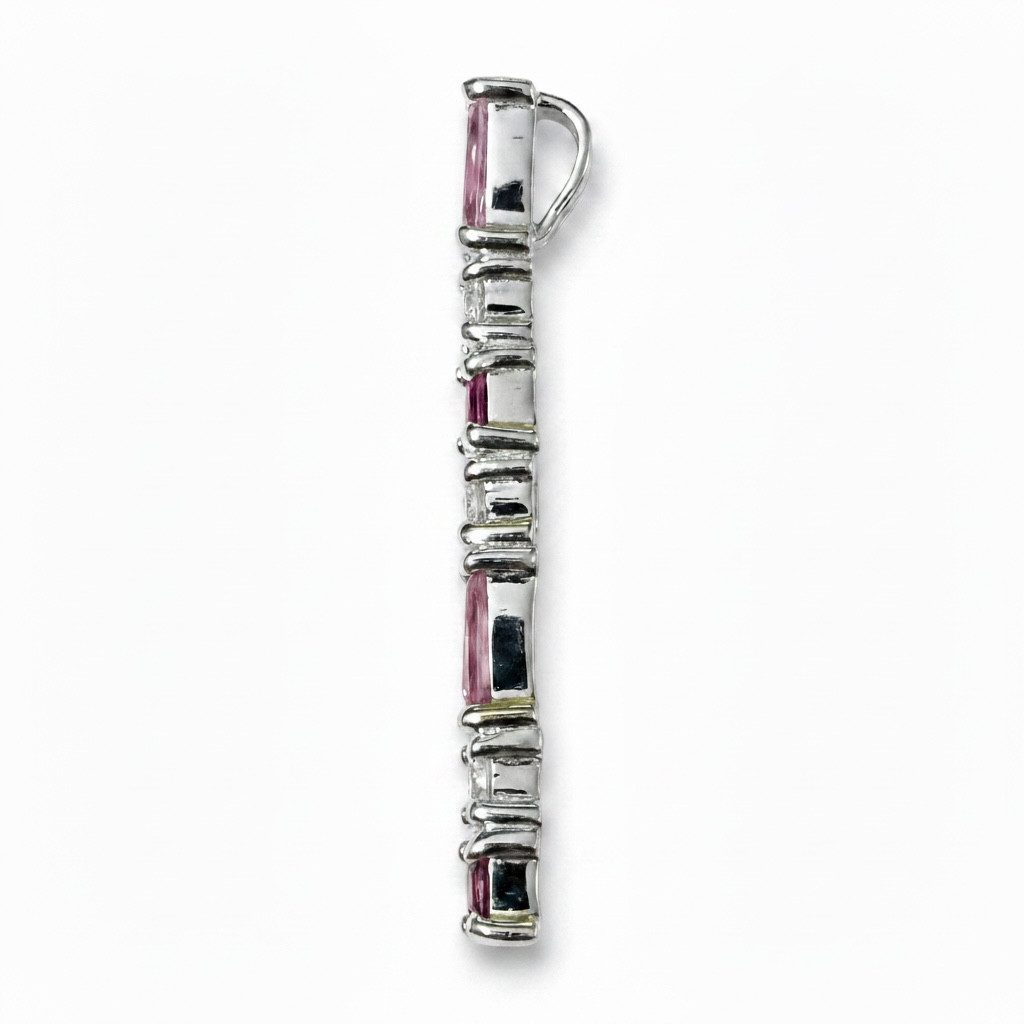 Karisma Schmuck Kettenanhänger Halskette aus 925 Sterlingsilber mit Anhänger, lange Damen-Kette, 65+5 cm mit Baguette-Steinen