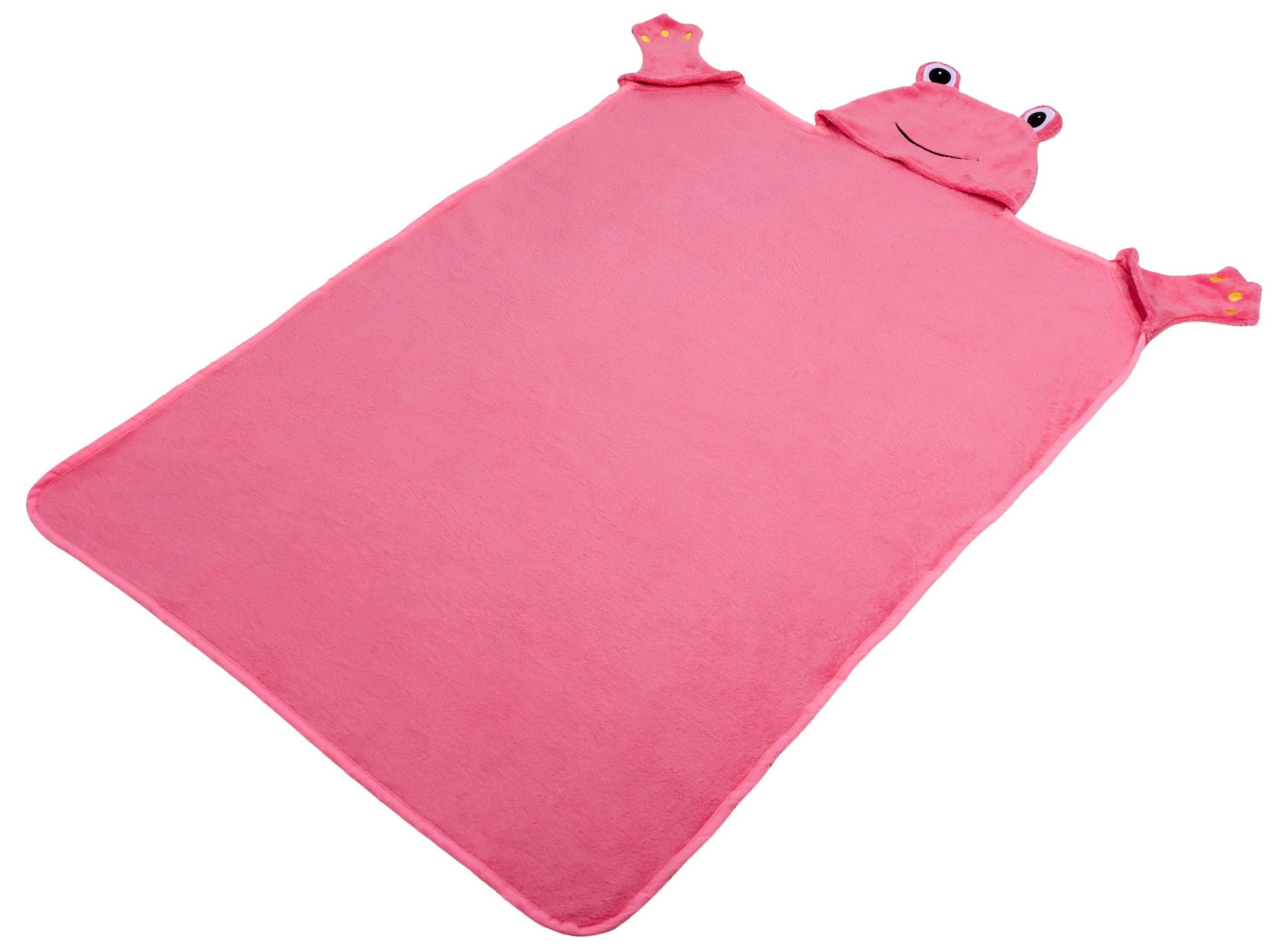 WALSER Autokindersitz Kuscheldecke für Kinder Froggy pink 130 x 100 cm, ab: ab 4 Jahre, bis: - 10 Jahren, (1 Stück, 1-tlg)