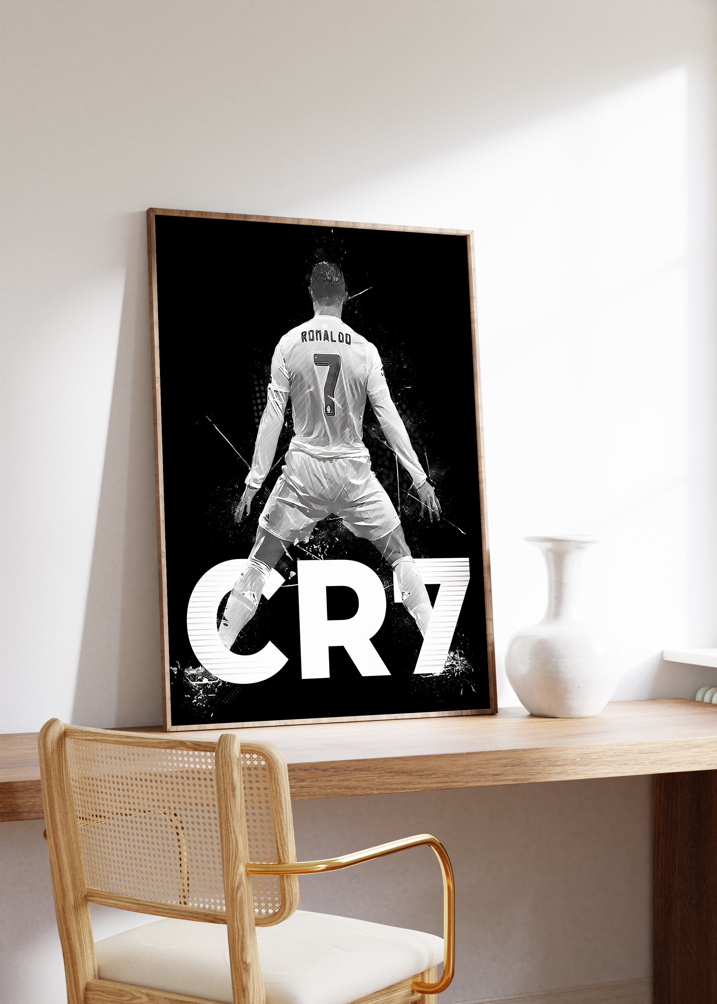 JUSTGOODMOOD Poster ® Christiano Ronaldo CR7 · Schwarz Weiß · Fußball · ohne Rahmen