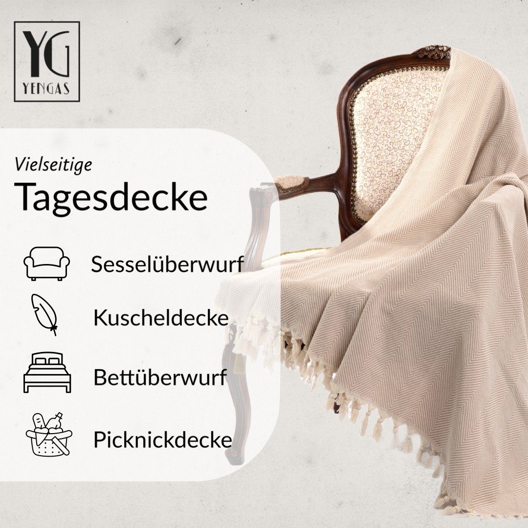 YENGAS Tagesdecke YENGAS Tagesdecke Fischgrät, XL günstig online kaufen