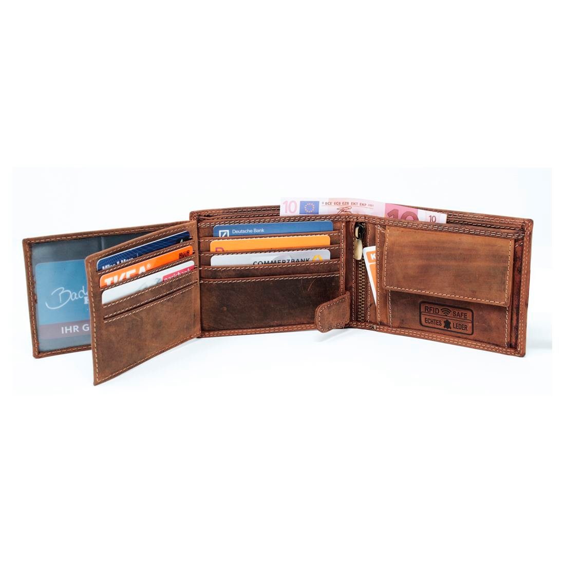 Münzfach Schutz Portemonnaie Geldbeutel Leder Brieftasche Geldbörse Börse, mit und Geldbörse Brieftasche SHG Herren RFID