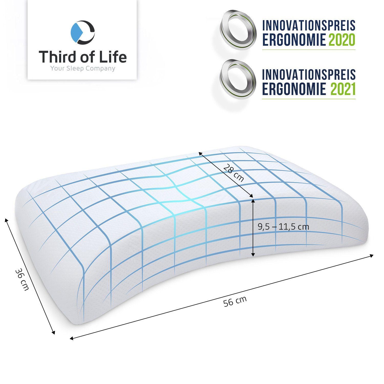 Schlaf EnergyON Regeneration of im Regenerationskissen, Innovativer bessere Kissenbezug für Third Kopfkissen Life,