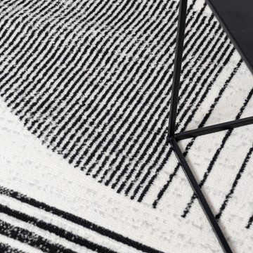 Designteppich Modern Teppich Geometrisch Creme Schwarz - Weich, Pflegeleich, Mazovia, 120 x 170 cm, Geeignet für Fußbodenheizung, Höhe 7 mm, Kurzflor