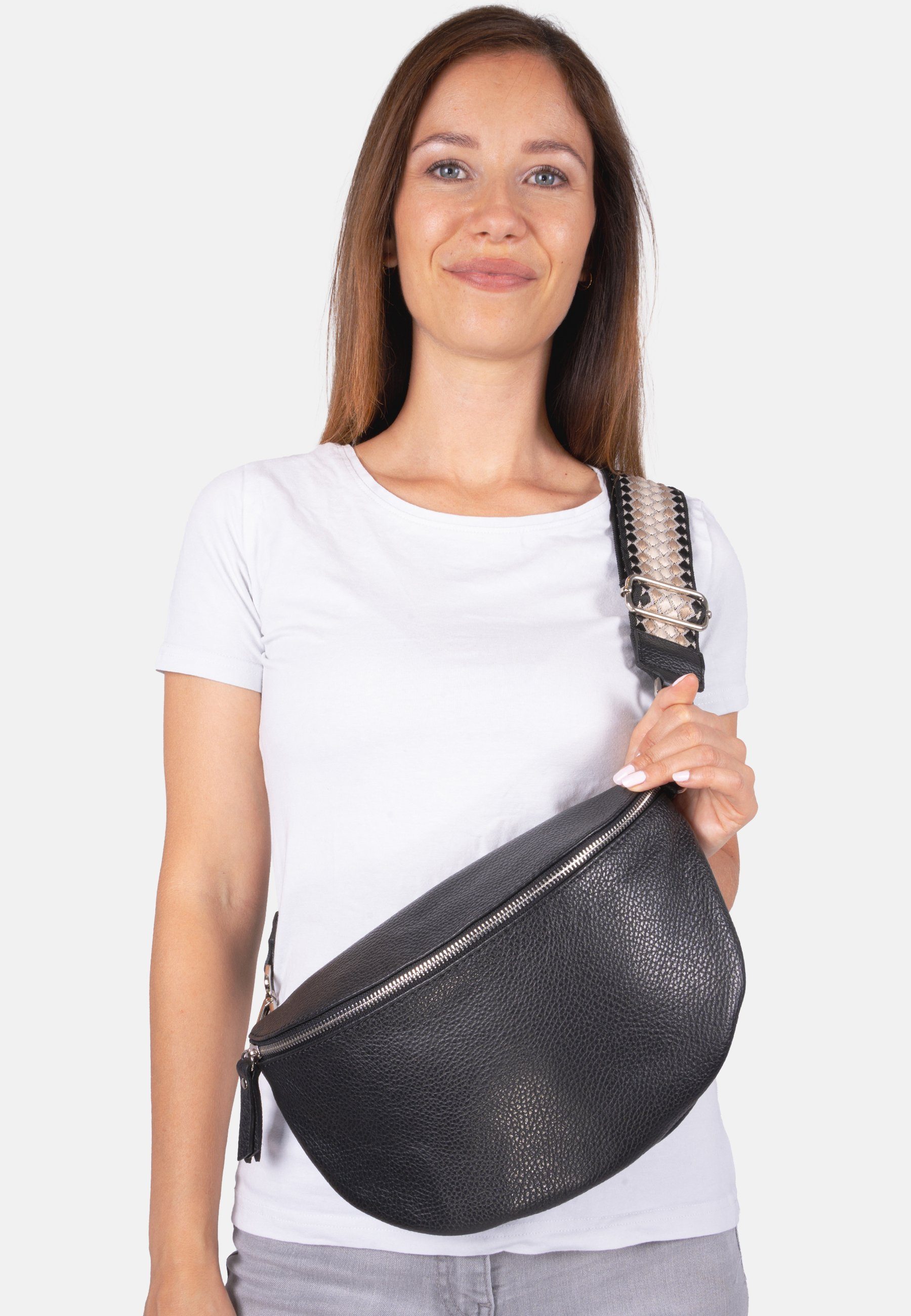 Nexum Crossbody Bauchtasche Damen - PU Leder Mit Verstellbarem Gurt & 3 Fächern