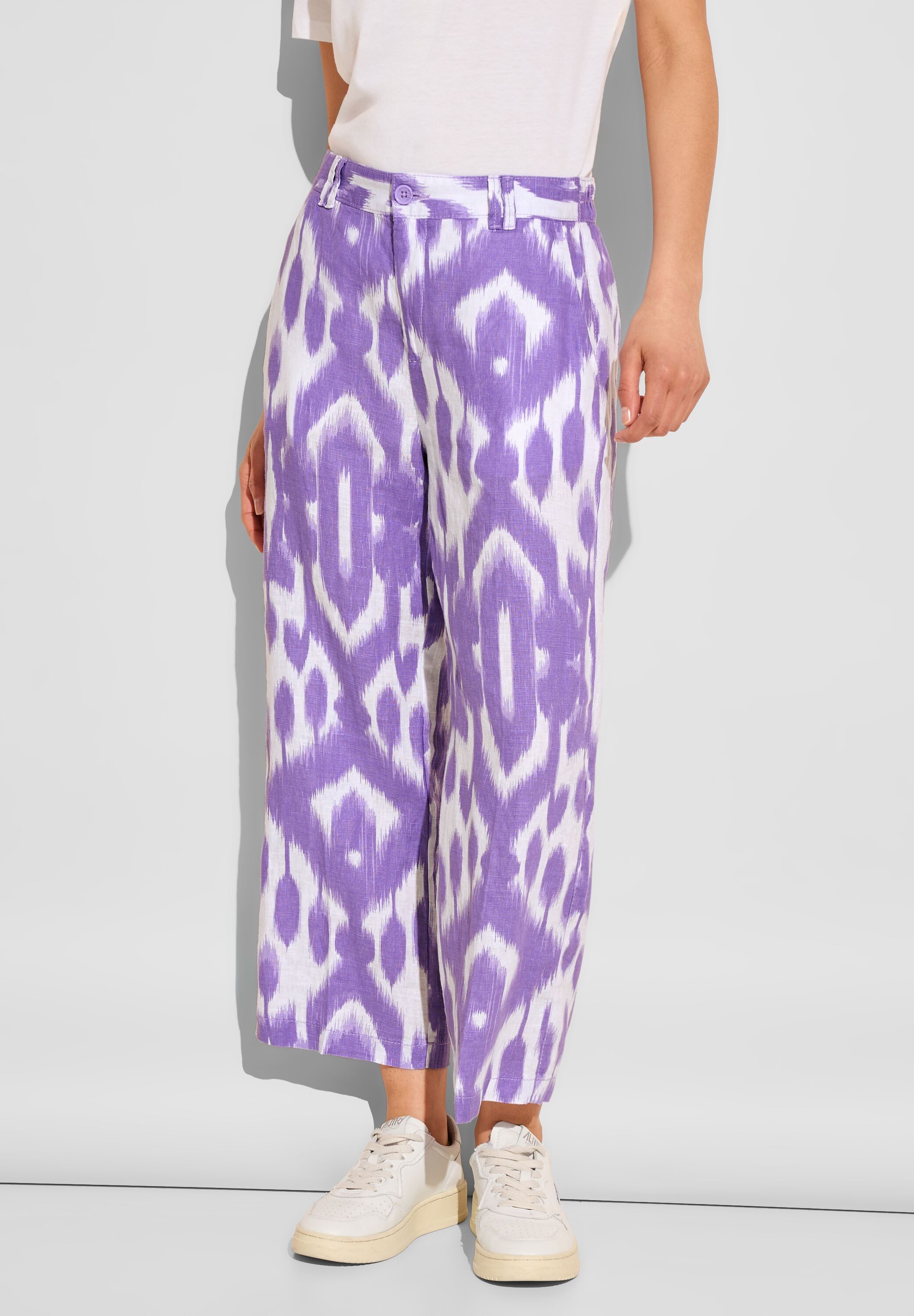 STREET ONE Leinenhose mit Ikat Muster