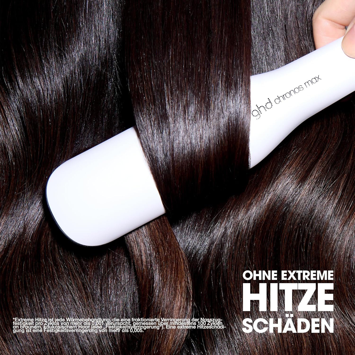 GHD Glätteisen Chronos Max - mit breiten Platten, 3x schnelleres Styling, mehr Glanz, weniger Frizz 24Std Halt, kein Hitzeschaden weiß