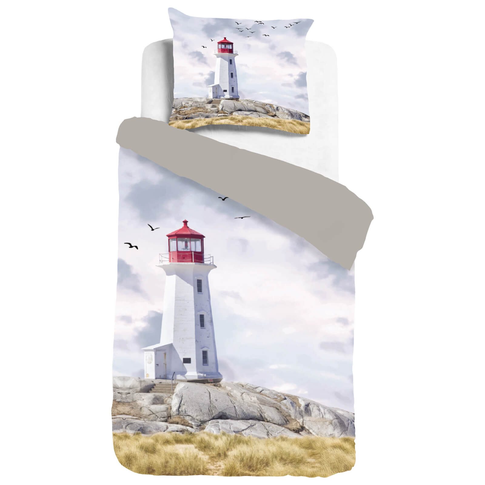 ESPiCO Kinderbettwäsche Leuchtturm Felsenstrand, Renforcé, 2 teilig, Digitaldruck, Leuchtturm, Meer
