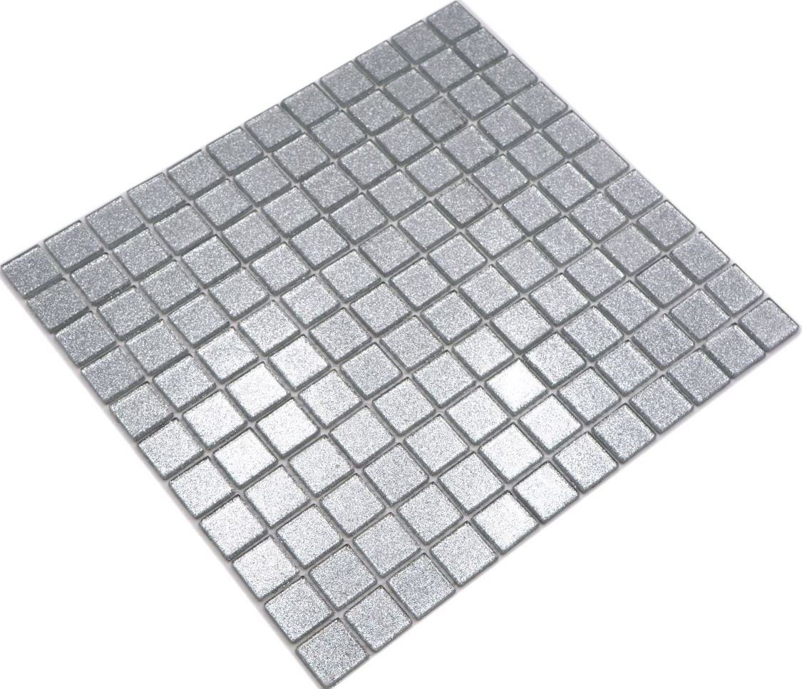 Mosani Mosaikfliesen Glasmosaik Crystal 10 Matten silber / Mosaikfliesen glänzend