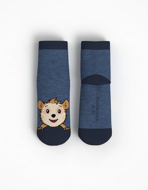 Bobo Siebenschläfer Kurzsocken 2er-Pack Kindersocken, blau/grau (2er Pack) mit eingestricktem Bobo Siebenschläfer Motiv