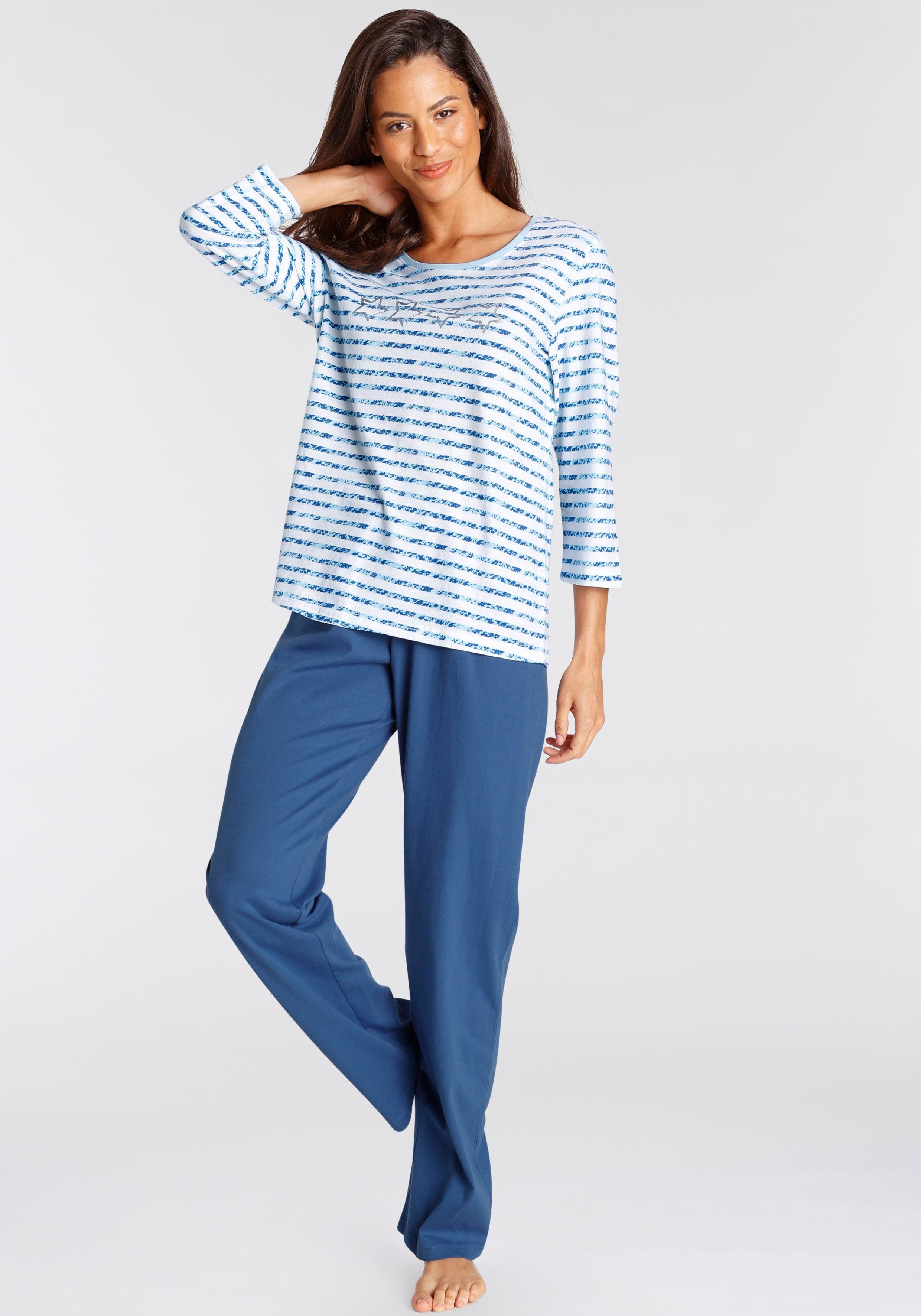 Vivance Dreams Pyjama (2 tlg) mit gestreiftem Oberteil