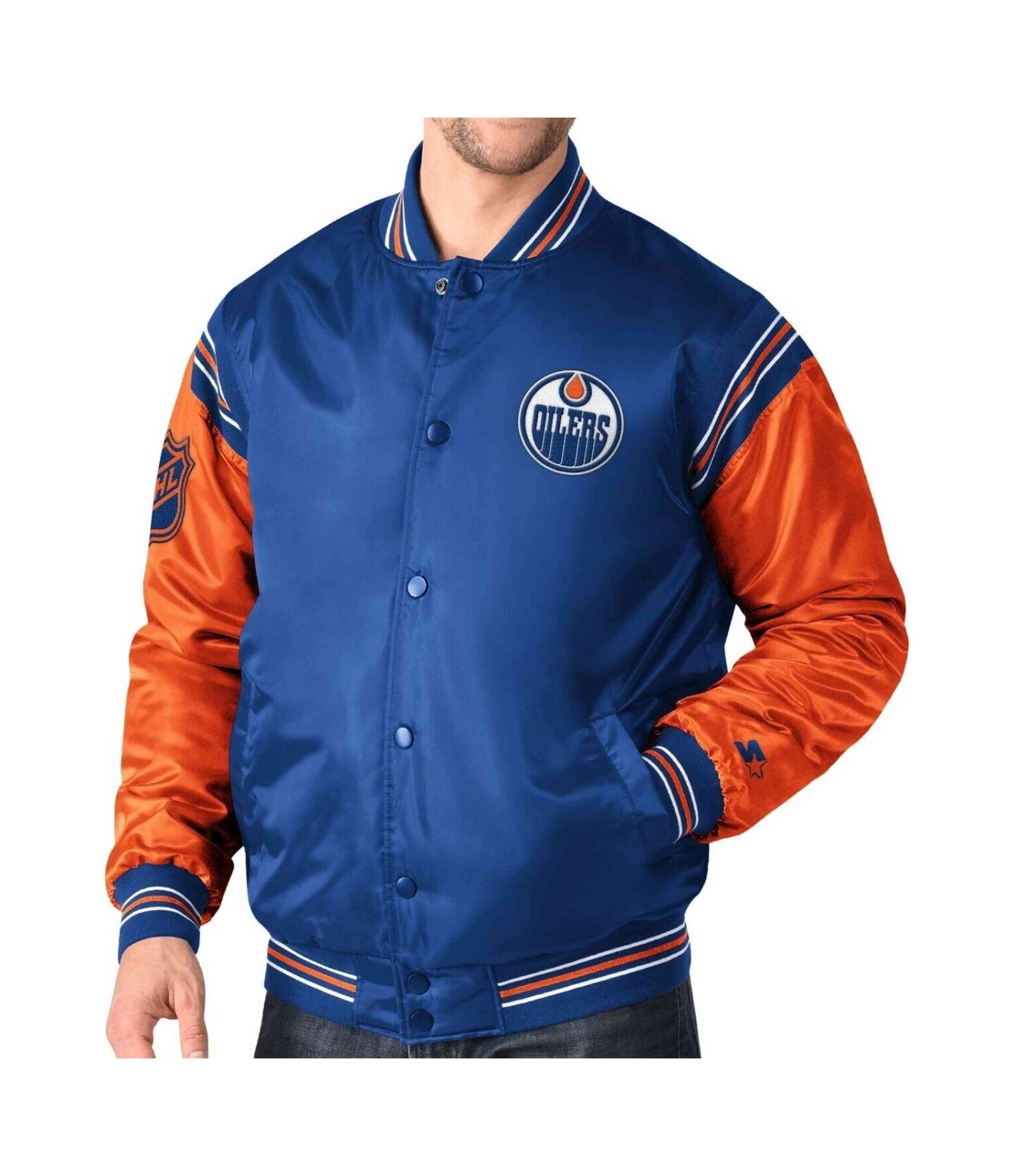 Starter Collegejacke NHL Edmonton Oilers Satin Varsity