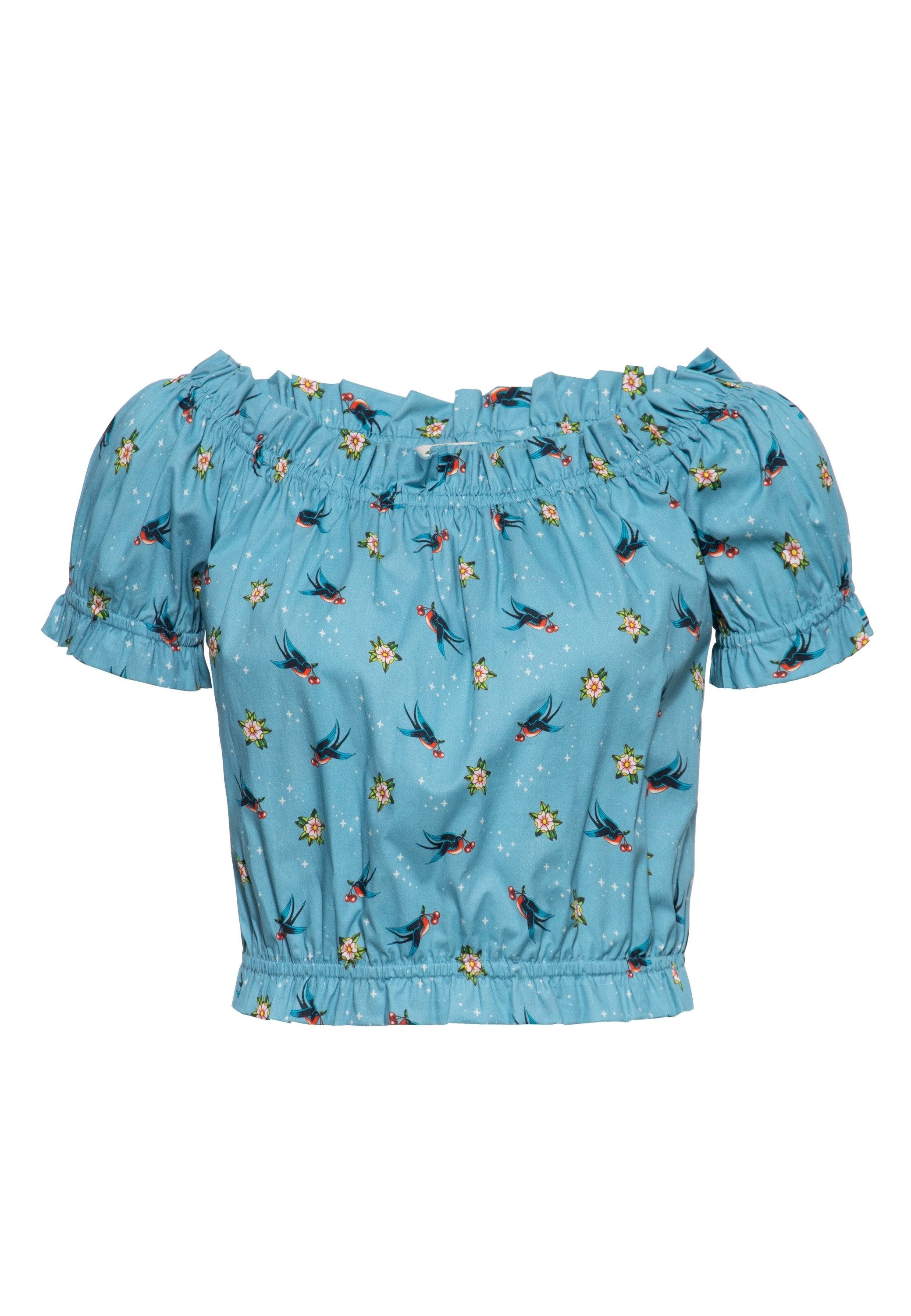 QueenKerosin Kurzarmbluse Oldschool Tattoo mit Allover-Print