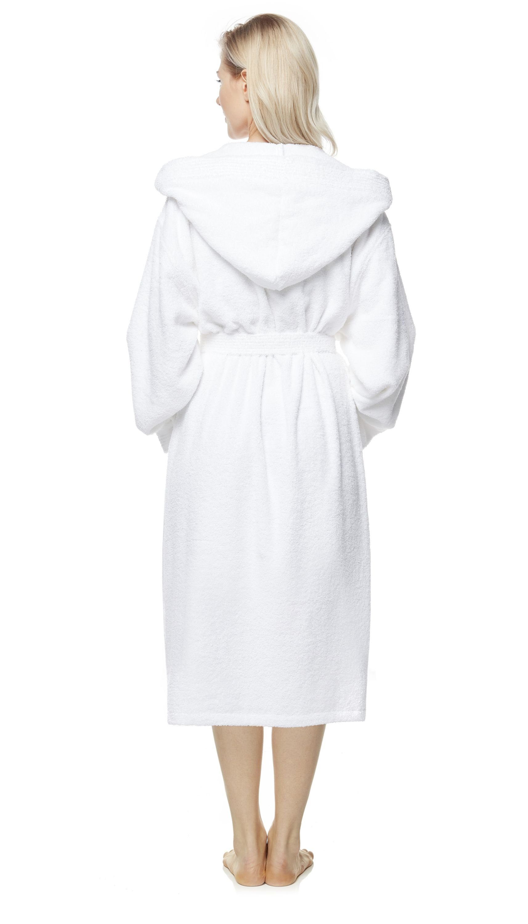 Arus Damenbademantel Pandora, waden lang, mit Kapuze, 100% Baumwolle, für S günstig online kaufen