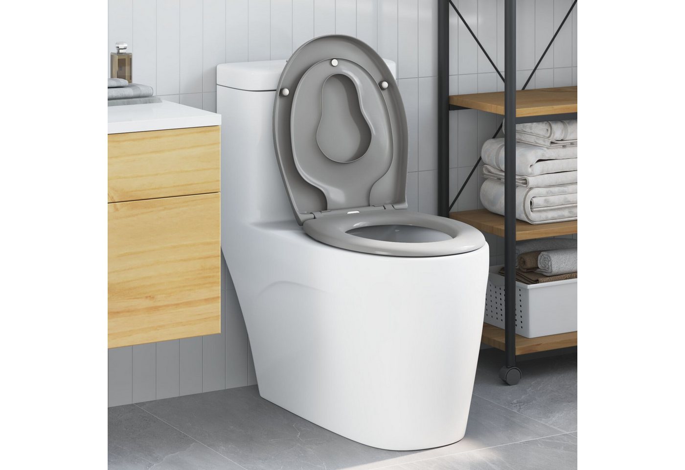 Thumbnail - vidaXL WC-Sitz Familien-Toilettensitz mit Kindersitz Schnellentriegelung Duroplast