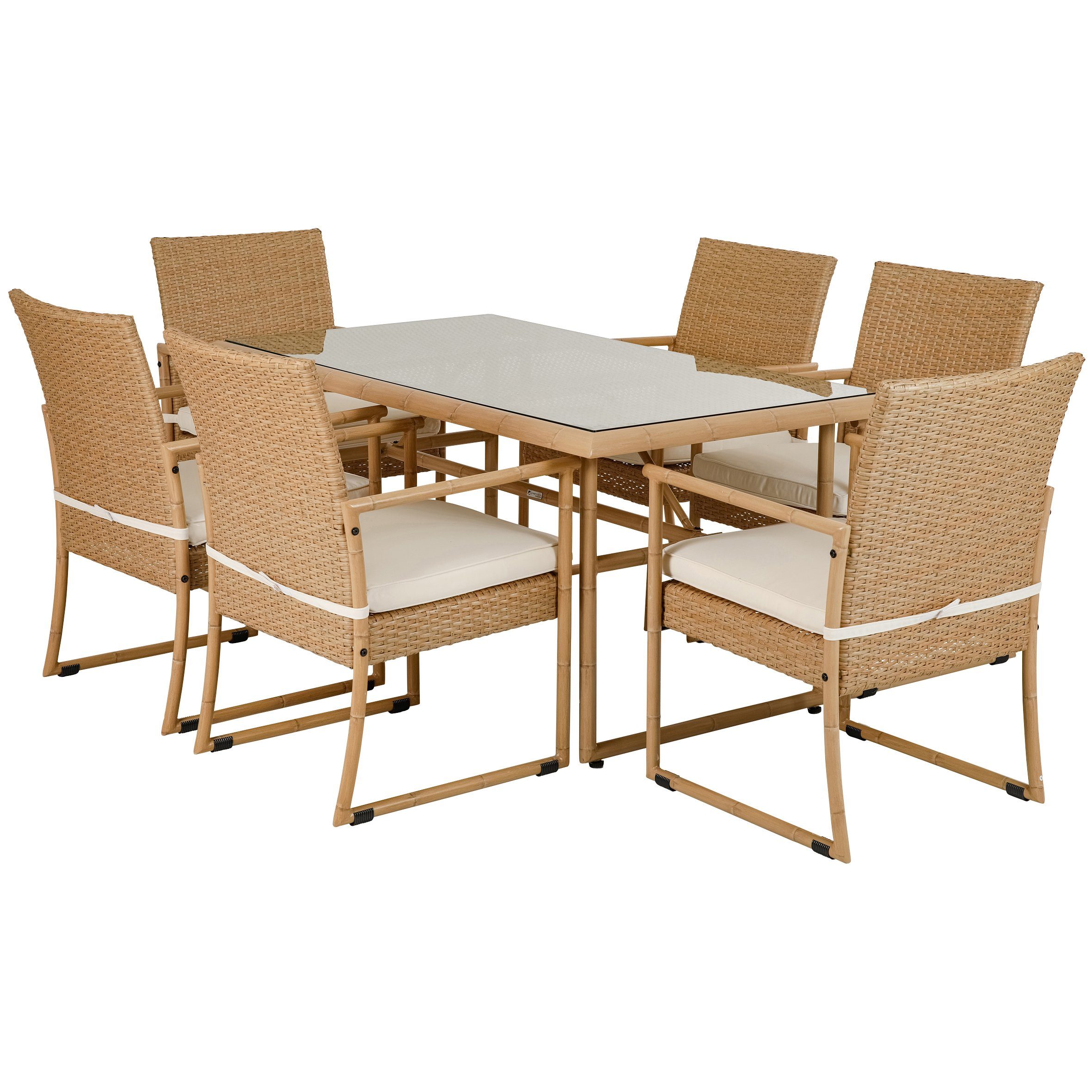 Greemotion Garten-Essgruppe Hanoi, Gartenlounge-Set, Gartensitzgruppe, Bambus-Look, 7 tlg.. Reduzierter Preis € 565,99. Unverbindliche Preisempfehlung € 1.499,99, (€ 565,99 pro 1 Stk)