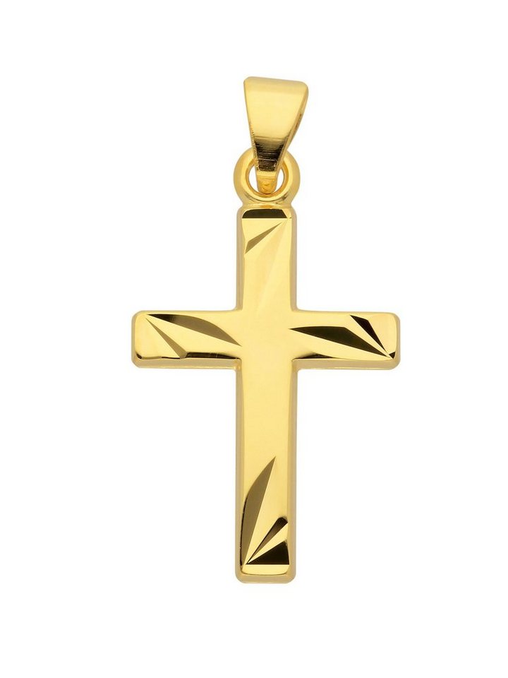 Adelia´s Kettenanhänger 585 Gold Kreuz Anhänger, Goldschmuck für Damen &  Herren, Maße - Breite 11,4 mm - Höhe 19,9 mm