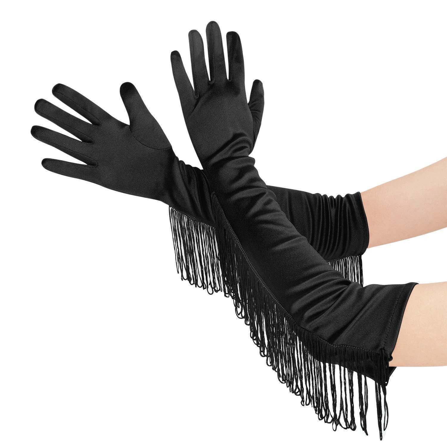 LuxusKollektion Abendhandschuhe Abendhandschuhe Damen Satin Schwarz Lange 55cm (1-St)