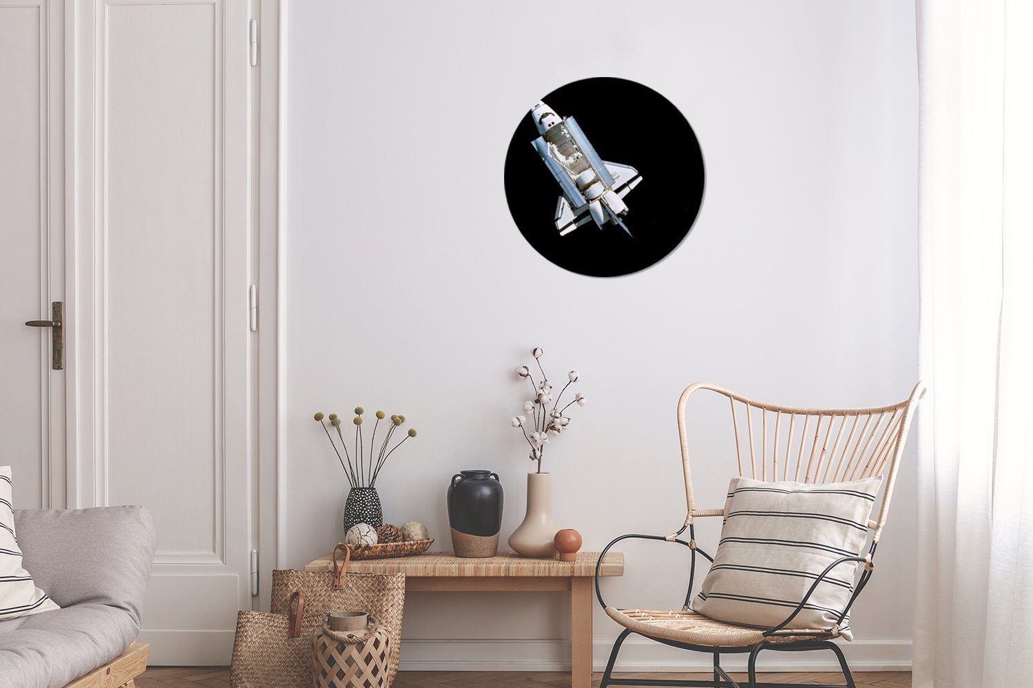 das Forex, Gemälde Rundes durch Kreis (1 Raumfähre St), schwebt MuchoWow Eine Wandbild, Universum, Wohnzimmer, Wanddekoration 30x30 cm