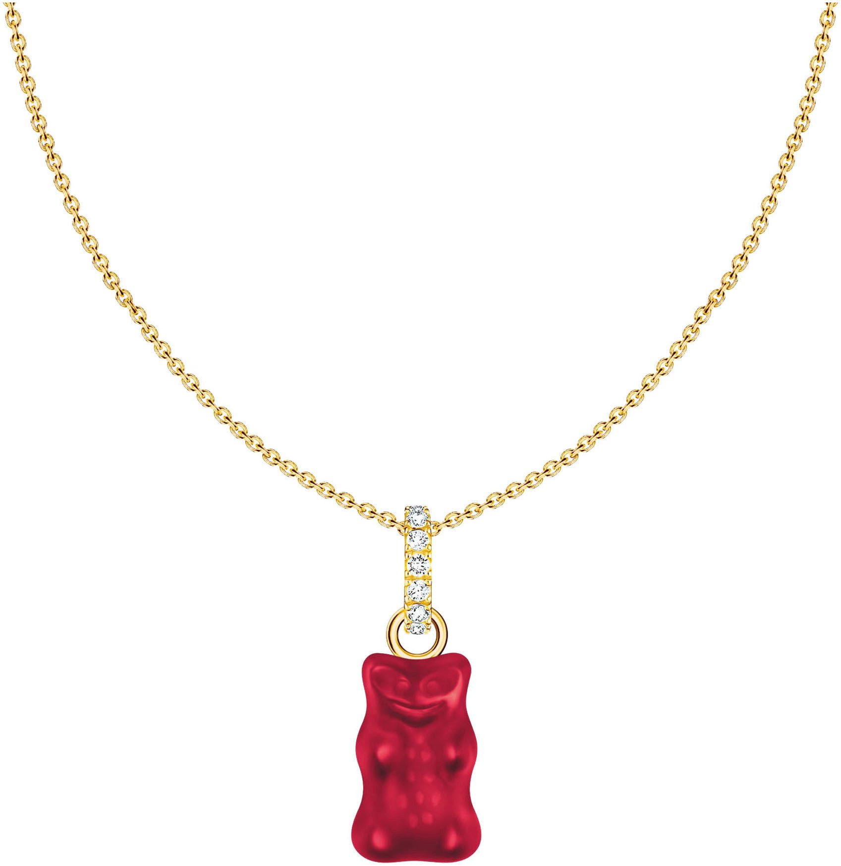 THOMAS SABO Kette mit Anhänger THOMAS SABO x HARIBO Schmuck: Kette mit Goldbär Blau, Grün, Rot, Weiß, mit Kristallglas, Zirkonia (synth)