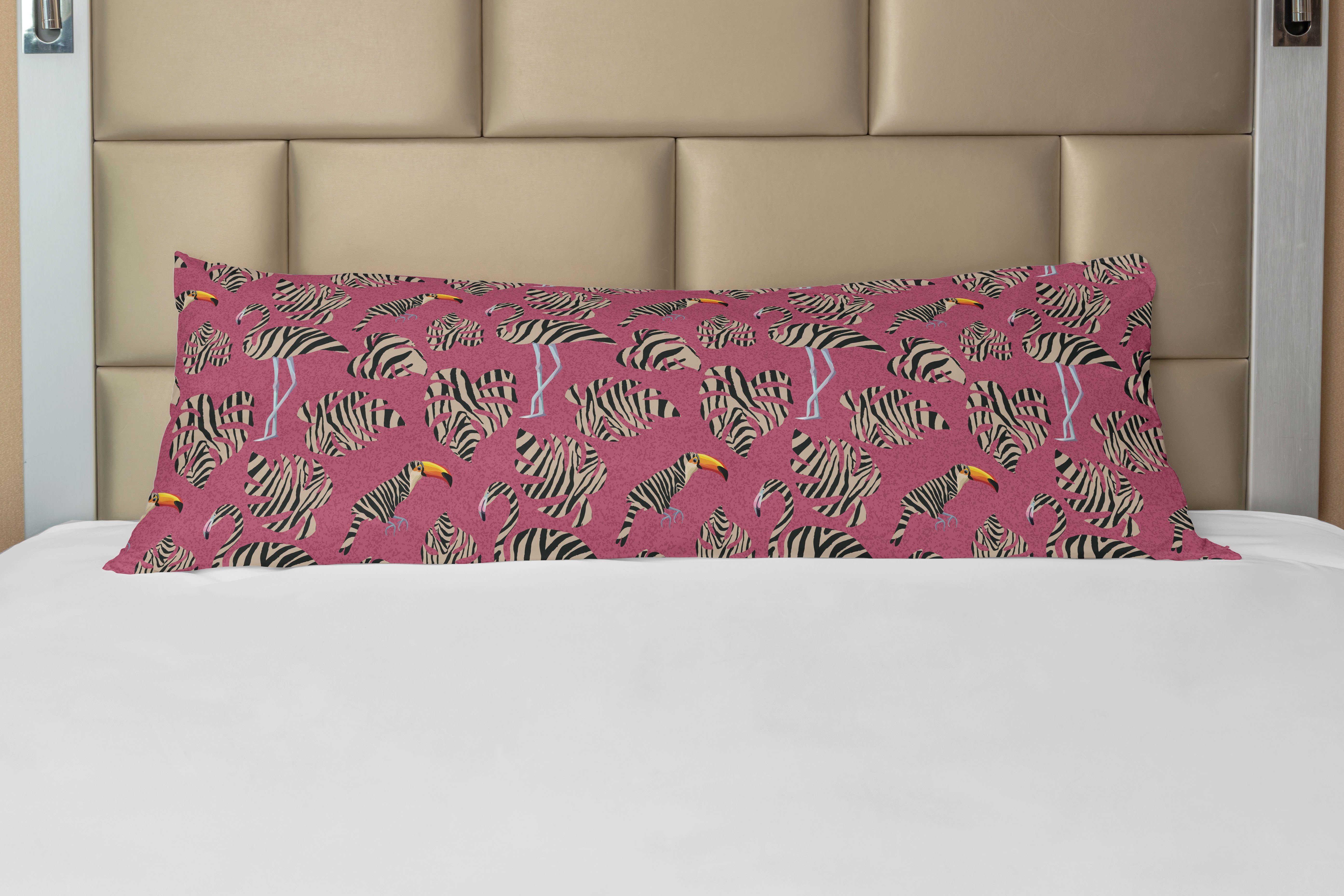 Zebra rosa Deko-Akzent Langer Flamingo Abakuhaus, Vogel Seitenschläferkissenbezug Kissenbezug, Toucan
