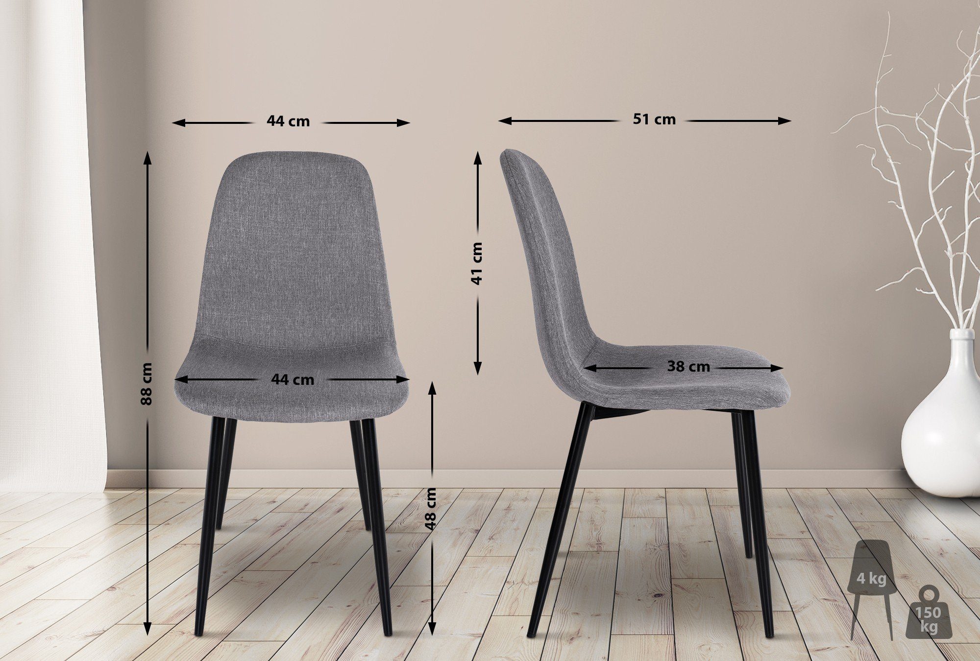CLP Esszimmerstuhl Napier (4er Set), Metall, günstig online kaufen