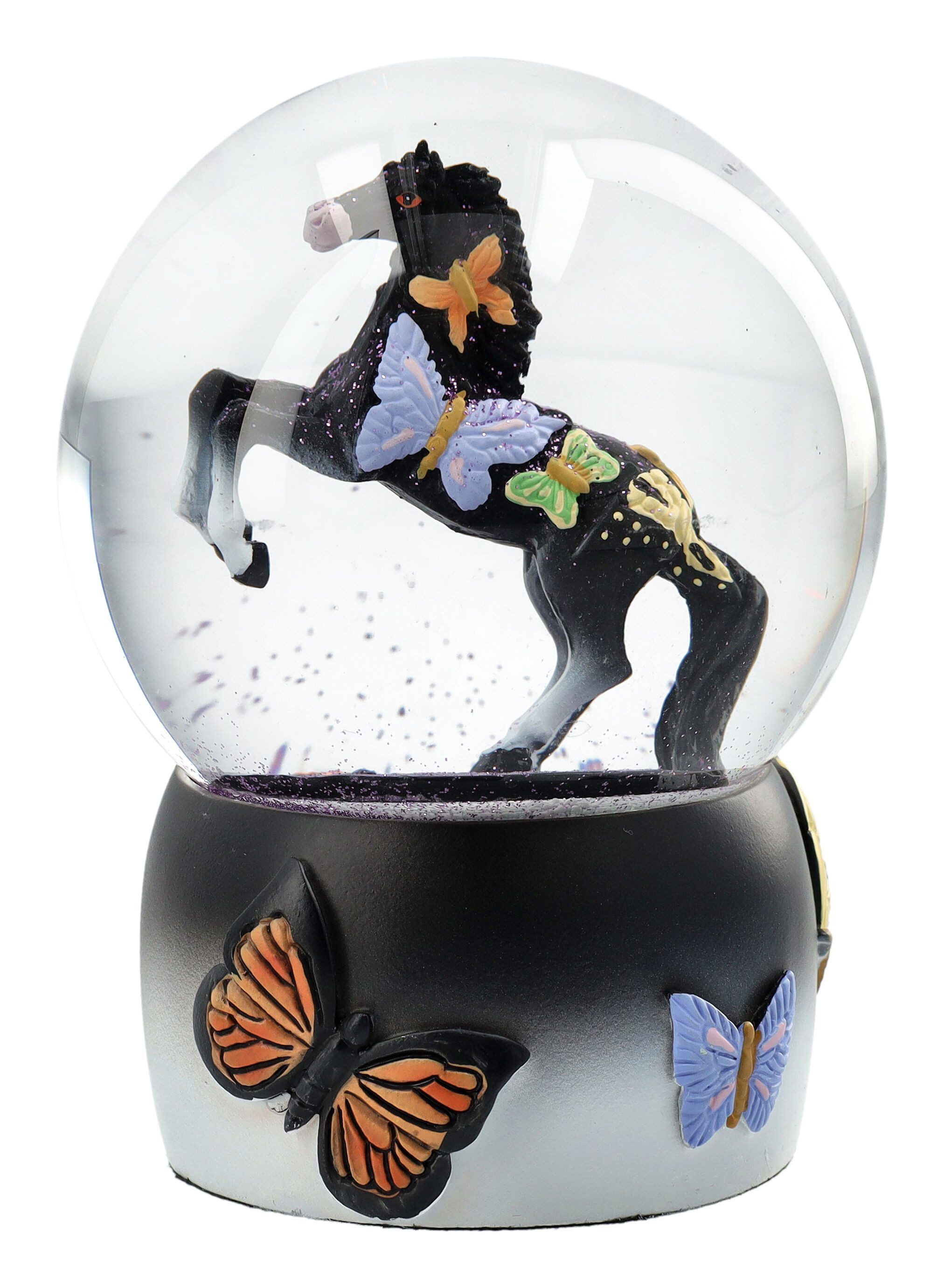 Figuren Shop GmbH Schneekugel Schneekugel Pferd - Black Beauty - Dekoration Pferdefigur Tierdeko