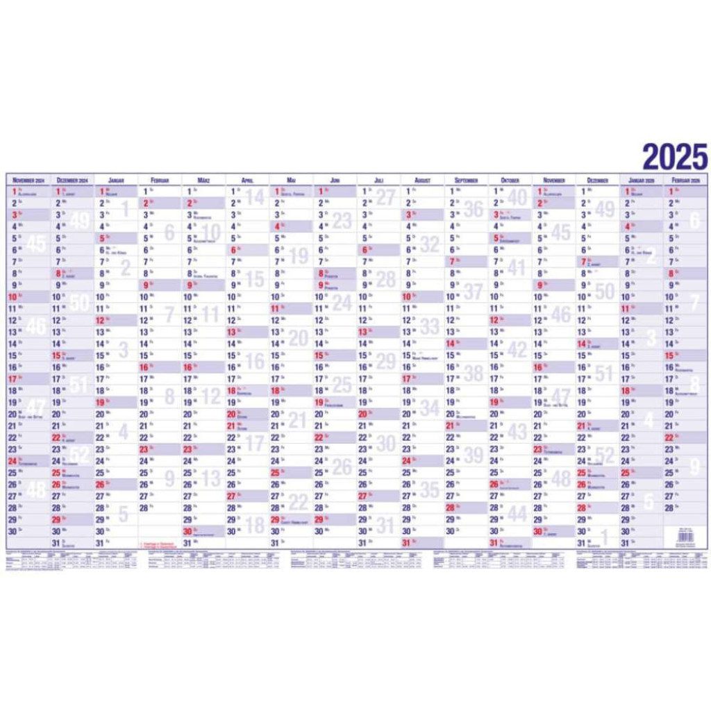 GÜSS Kalender Wandkalender Wandkalender 2025/26, 16 Monate GÜSS, mit Ferienterminen