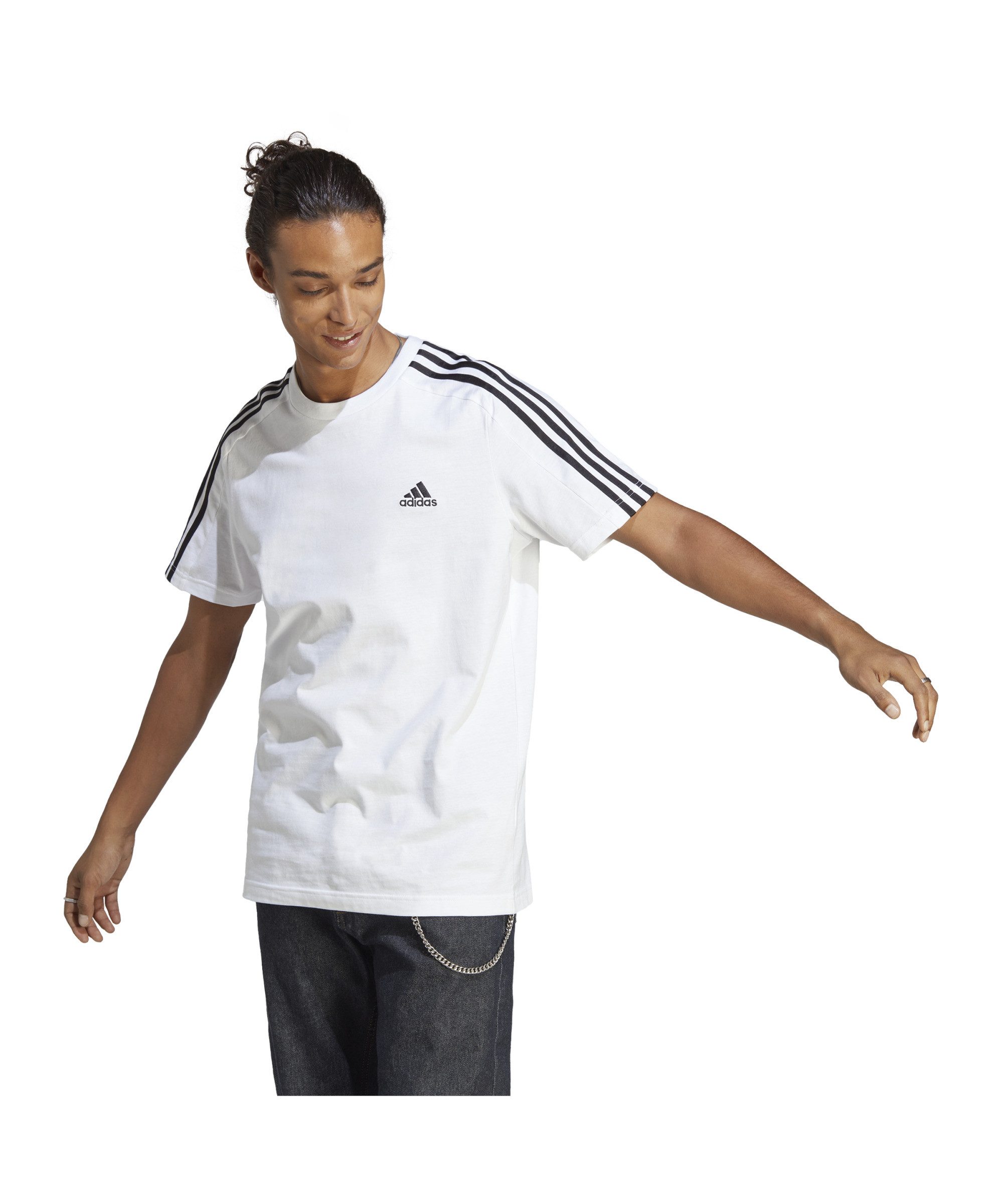 adidas Performance T-Shirt adidas Performance 3S T-Shirt Weiß Herren Baumwolle