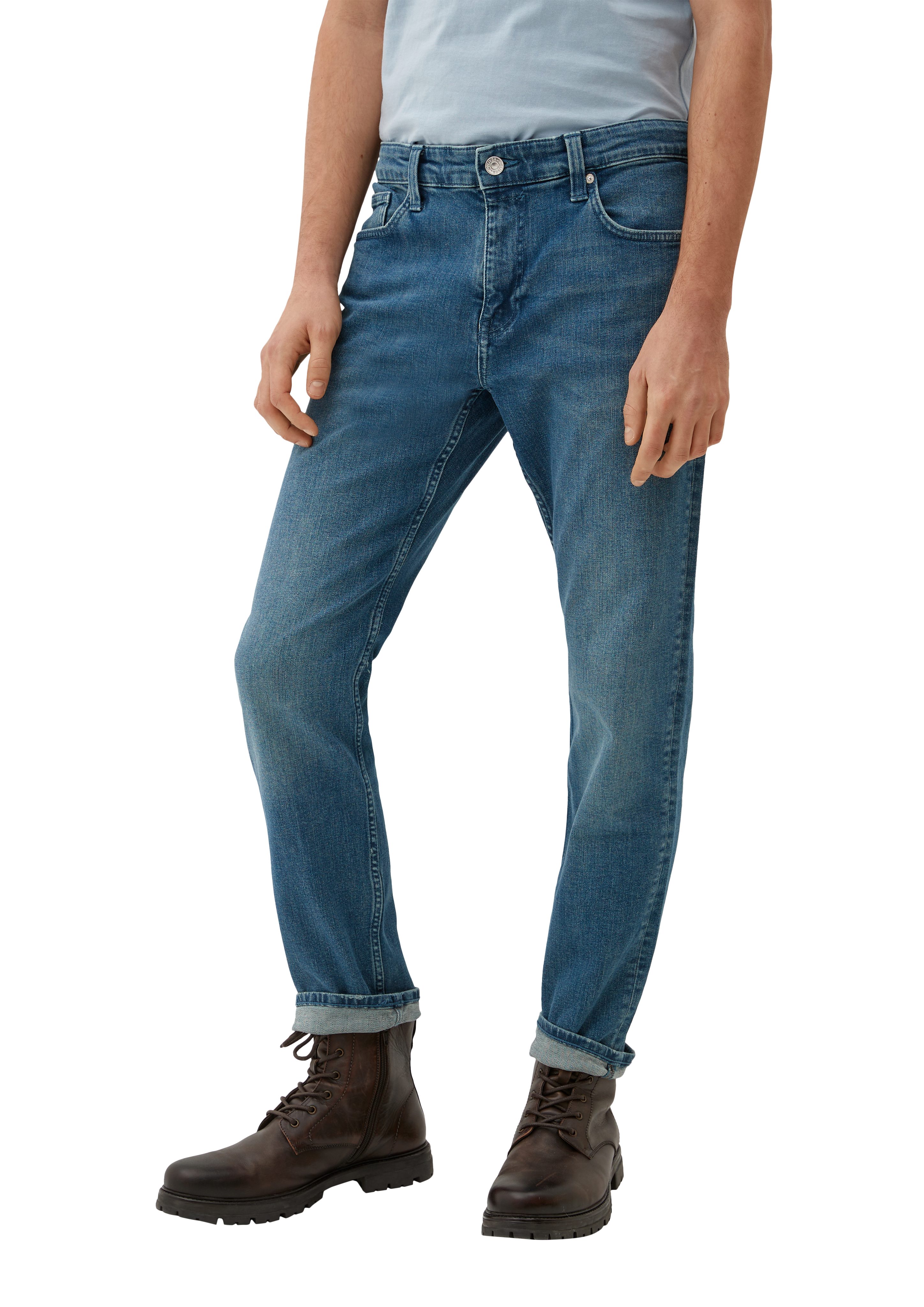 Rise s.Oliver / Slim blau / High Fit Regular Stoffhose Leg Jeans Waschung /