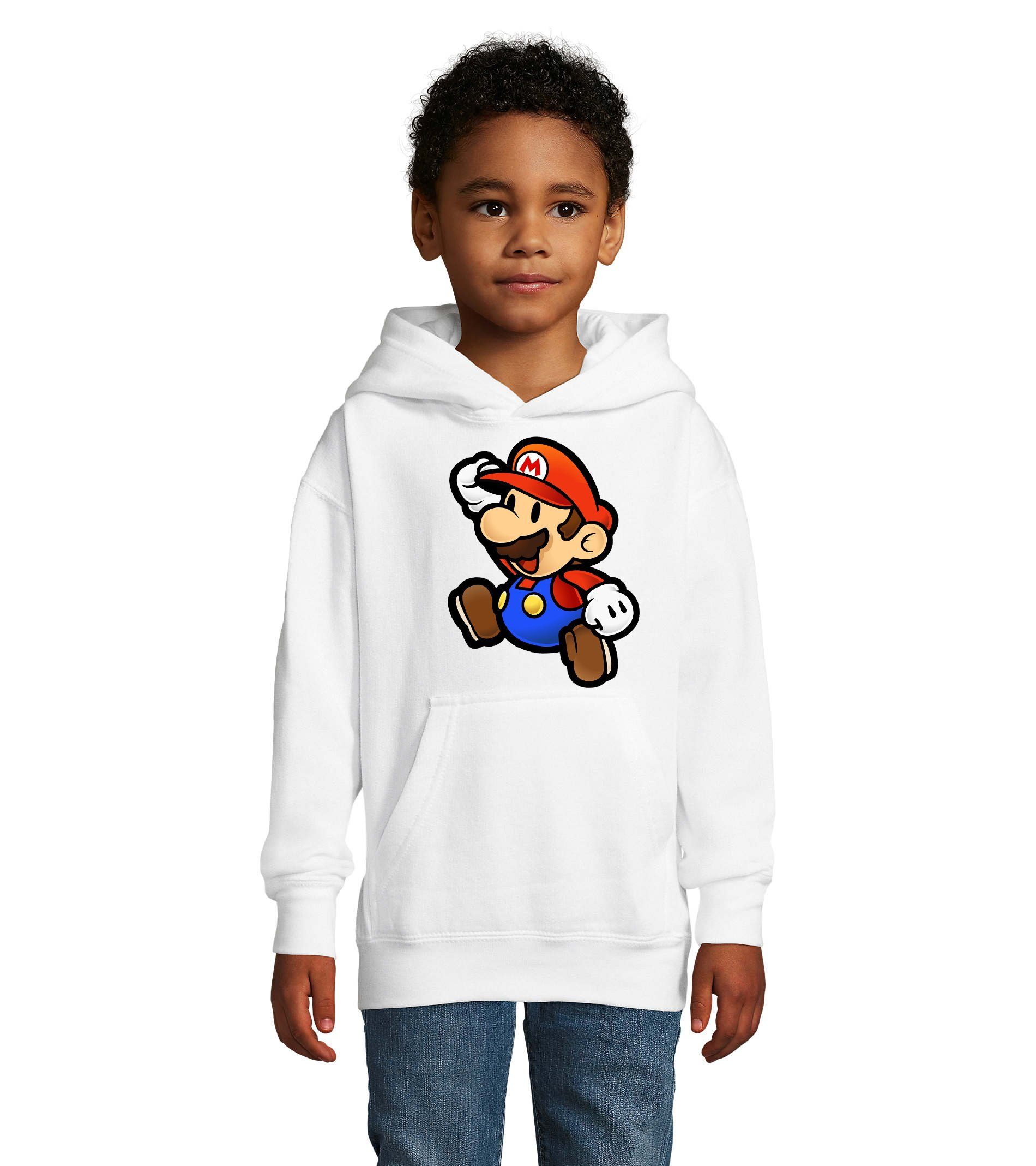 Blondie & Brownie Hoodie Kinder Jungen & Mädchen Mario Nintendo Gaming Luigi Yoshi Super mit Kapuze Weiß