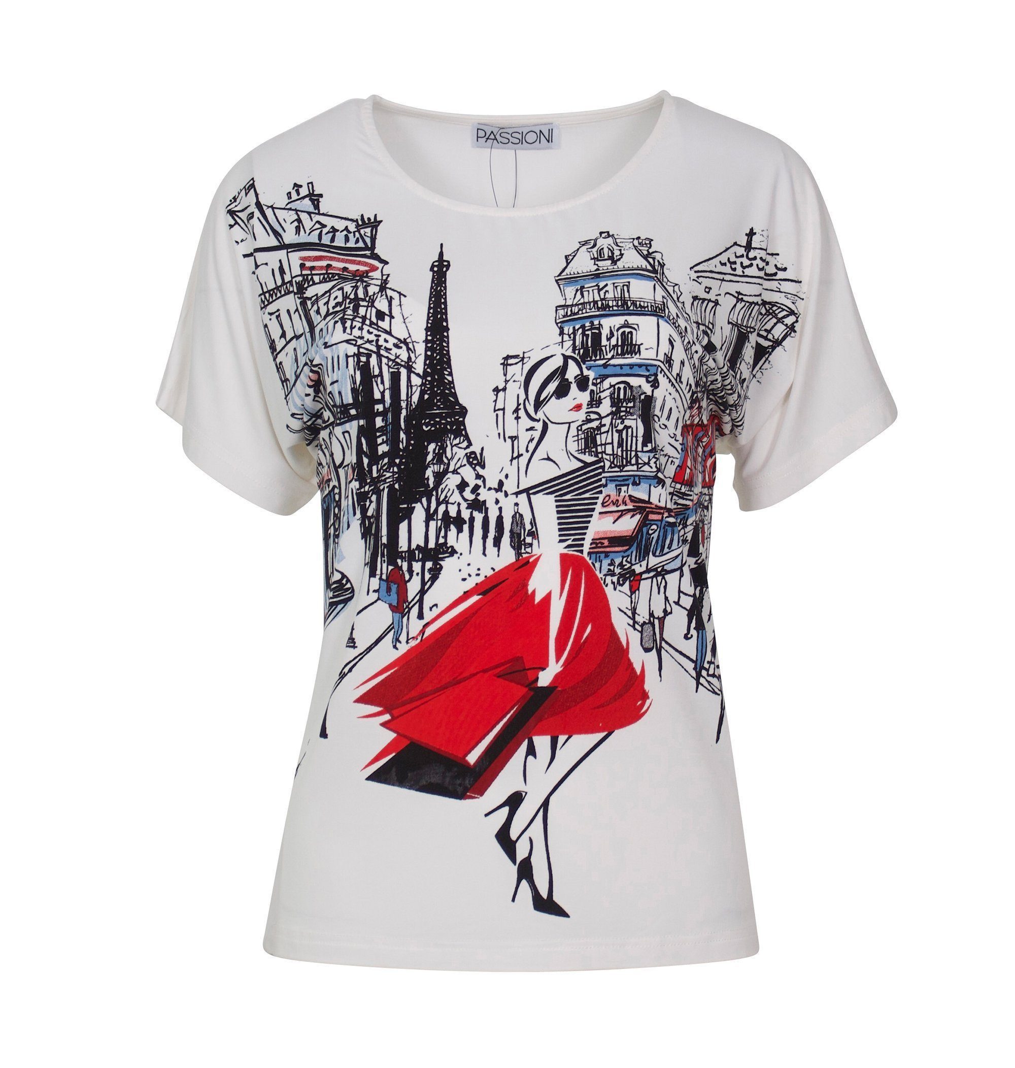 Passioni Print-Shirt mit charmanten Paris-Illustration T-Shirt günstig online kaufen