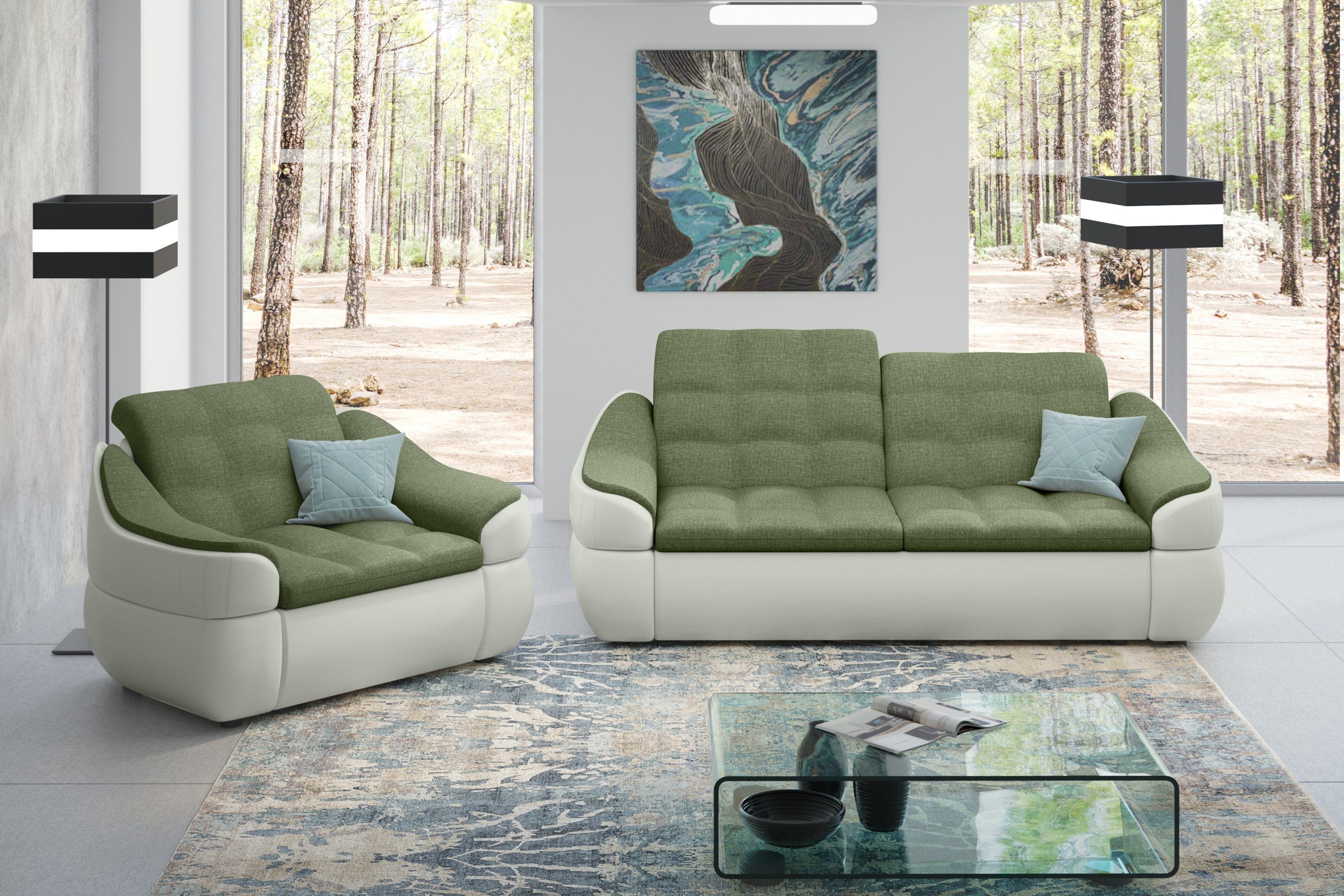 Stylefy Polstergarnitur Alisa, Design, aus Modern made Europa in (2-tlg), bestehend Sofa (Set 2-Sitzer und Sessel