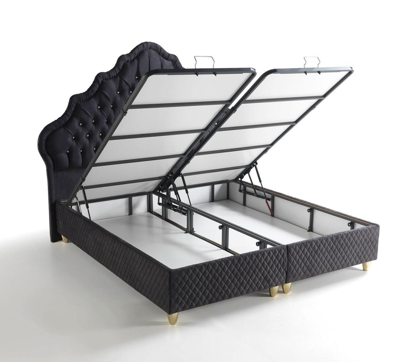 JVmoebel Polsterbett Luxus Polsterbett in Schwarz mit elegantem Design (Bett), Made in Europa