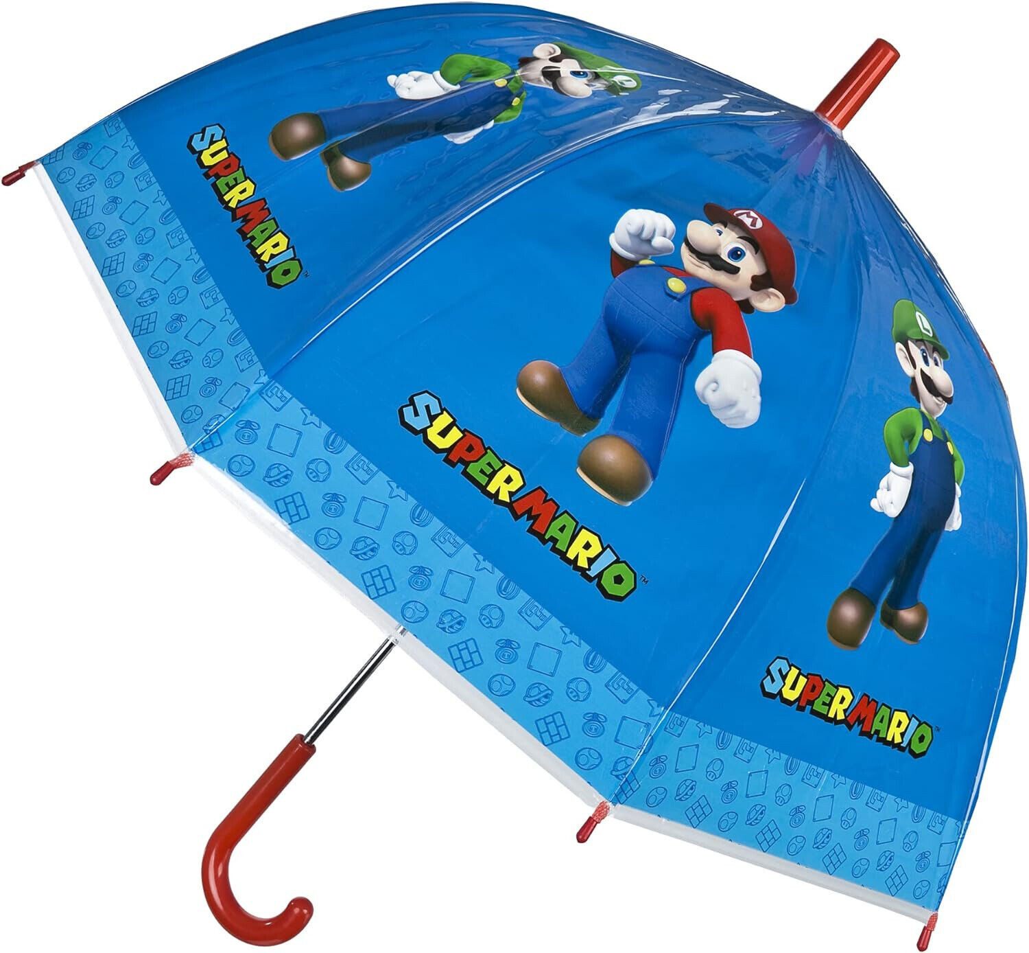 Super Mario Stockregenschirm Super Mario Plastik Regenschirm 66cm (67cm) Neu