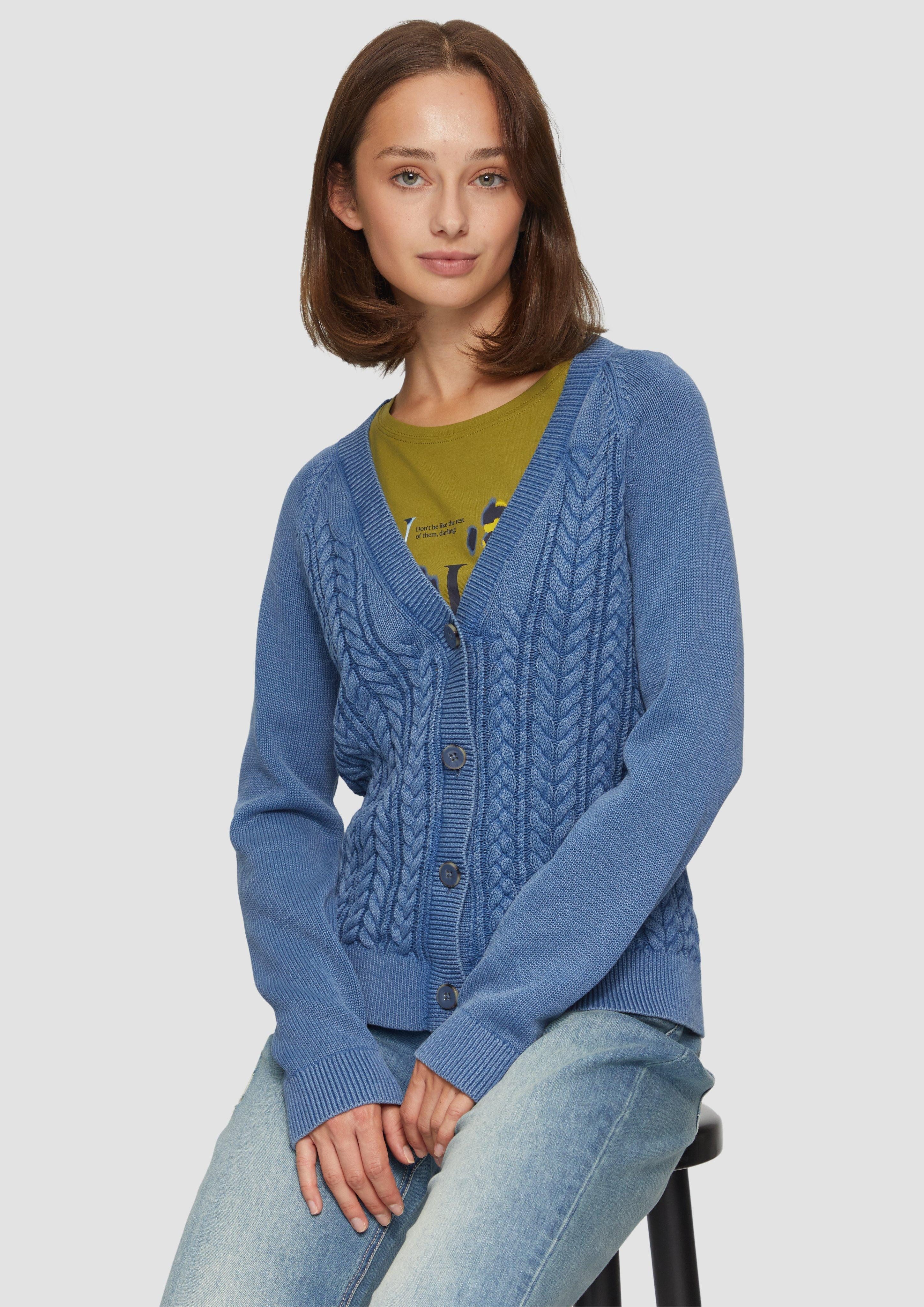s.Oliver Strickjacke Baumwollcardigan mit Zopfmuster günstig online kaufen