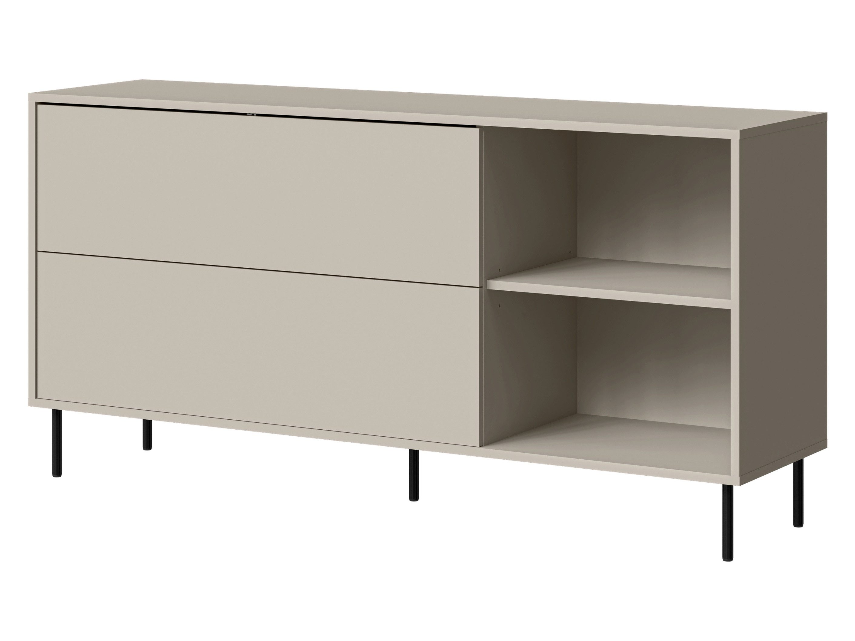 MIRJAN24 Kommode Masha 150 2D2P (mit zwei Klappen), Schwarze Metallfüße, Gasdruckfeder, 151x39x75 cm