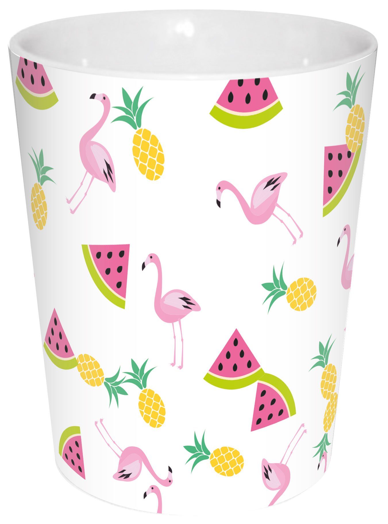 Geda Labels GmbH Becher Flamingo Früchte, 1-tlg., Porzellan, Pink, 300 ml, spülmaschinengeeignet