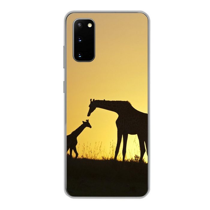 MuchoWow Handyhülle Giraffe - Scherenschnitt - Kalb Phone Case Handyhülle Samsung Galaxy S20 Silikon Schutzhülle