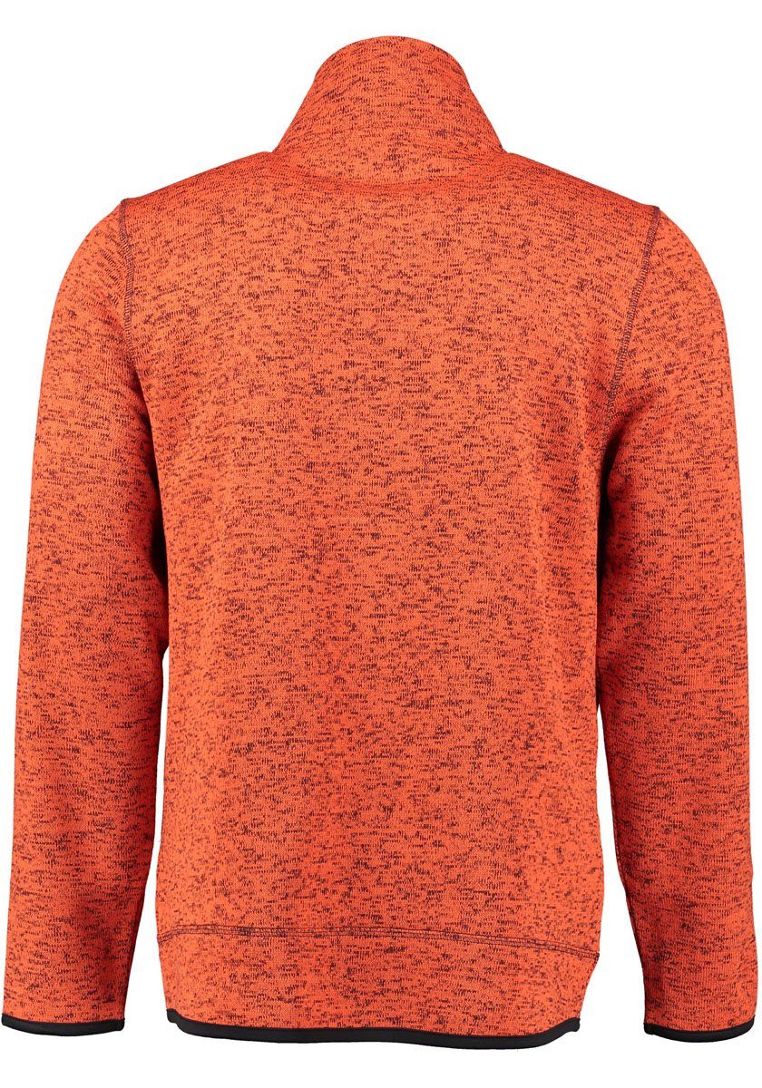 Nucku Brusttasche Outdoorjacke orange mit Stehkragen OS-Trachten Strickfleecejacke in Kontraststoff und