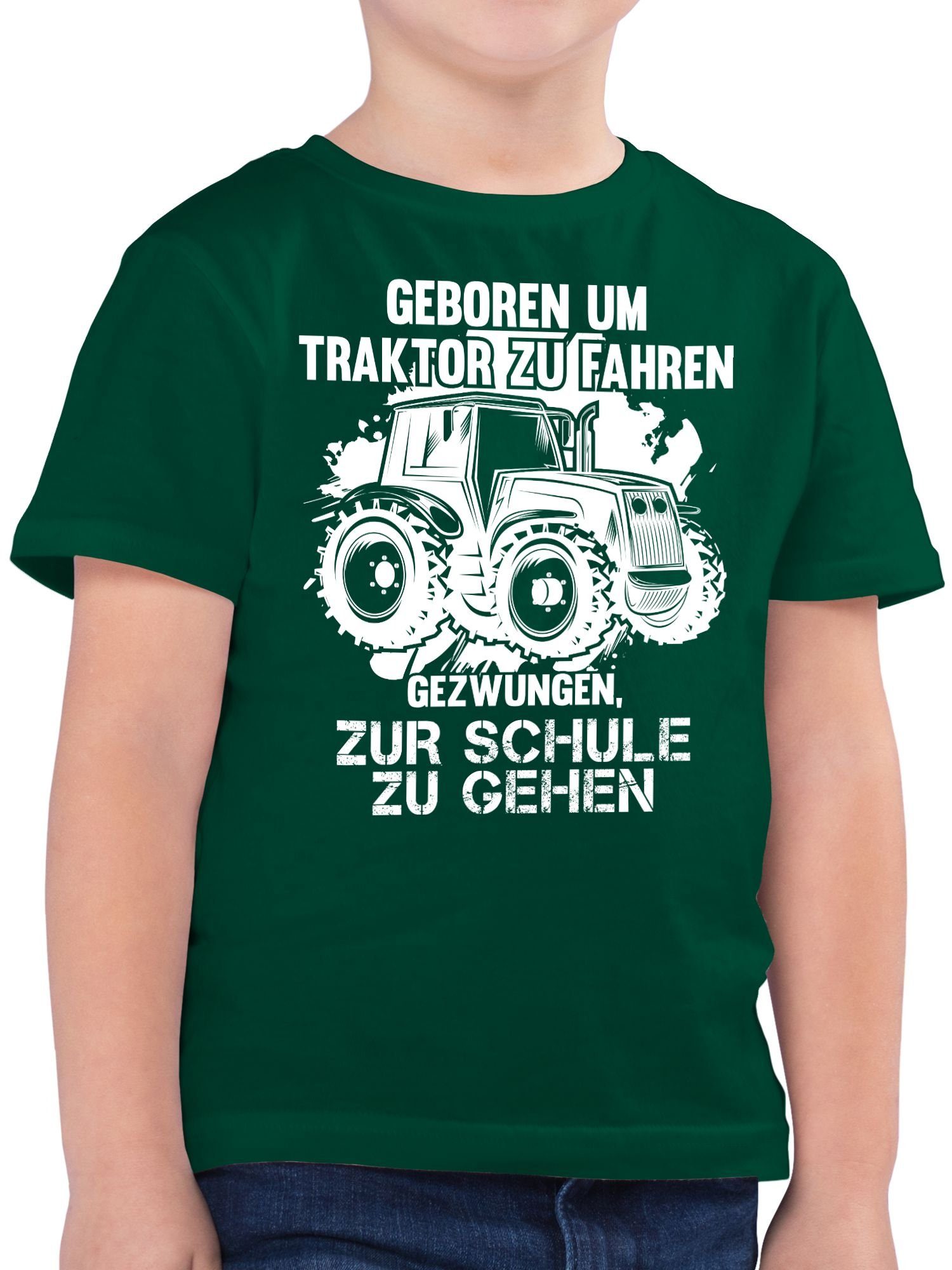 Shirtracer T-Shirt Geboren um Traktor zu fahren Traktor 02 Tannengrün